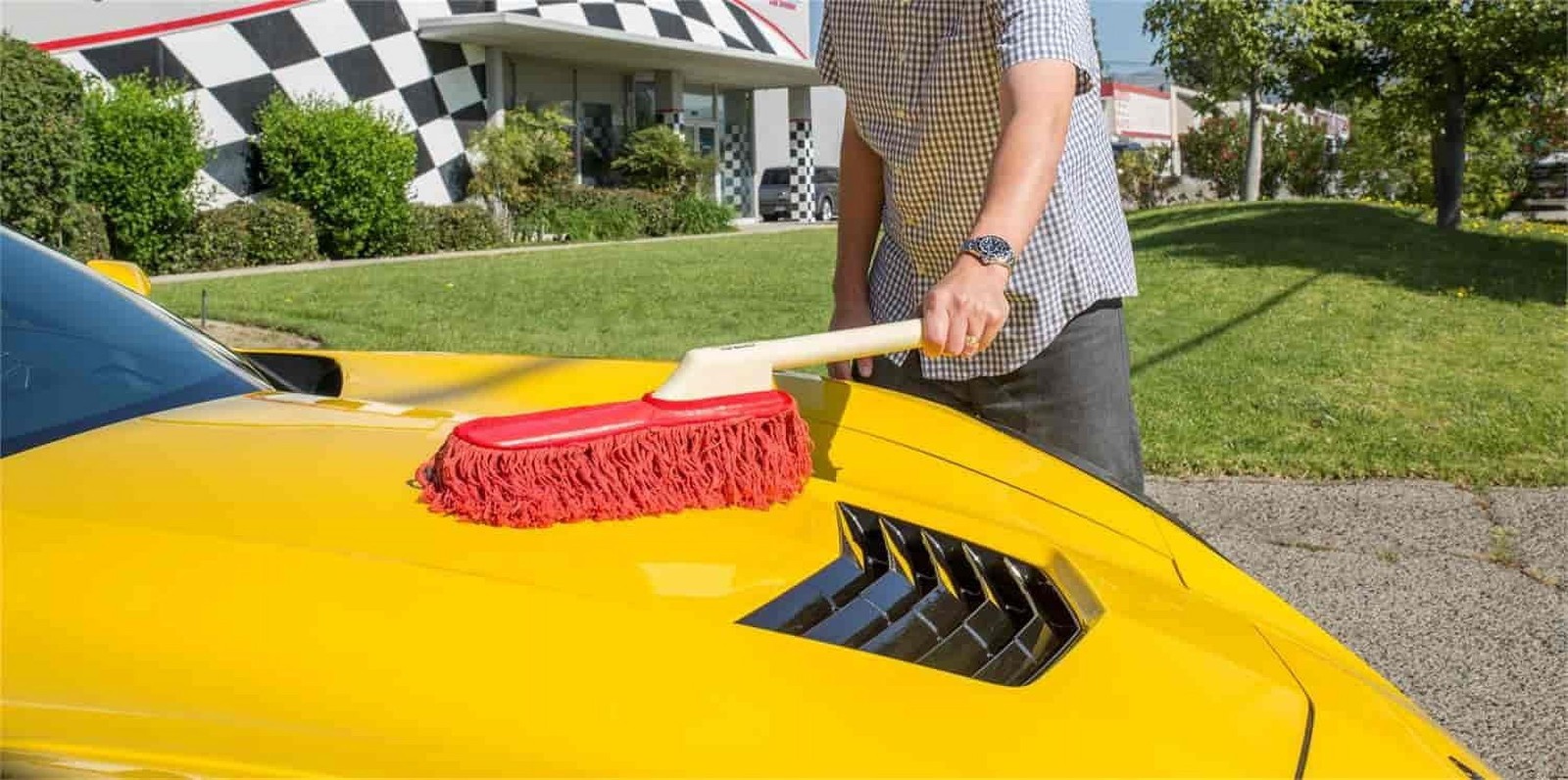 with Plastic Handle and Wax Treated Cotton Mop Removes Au