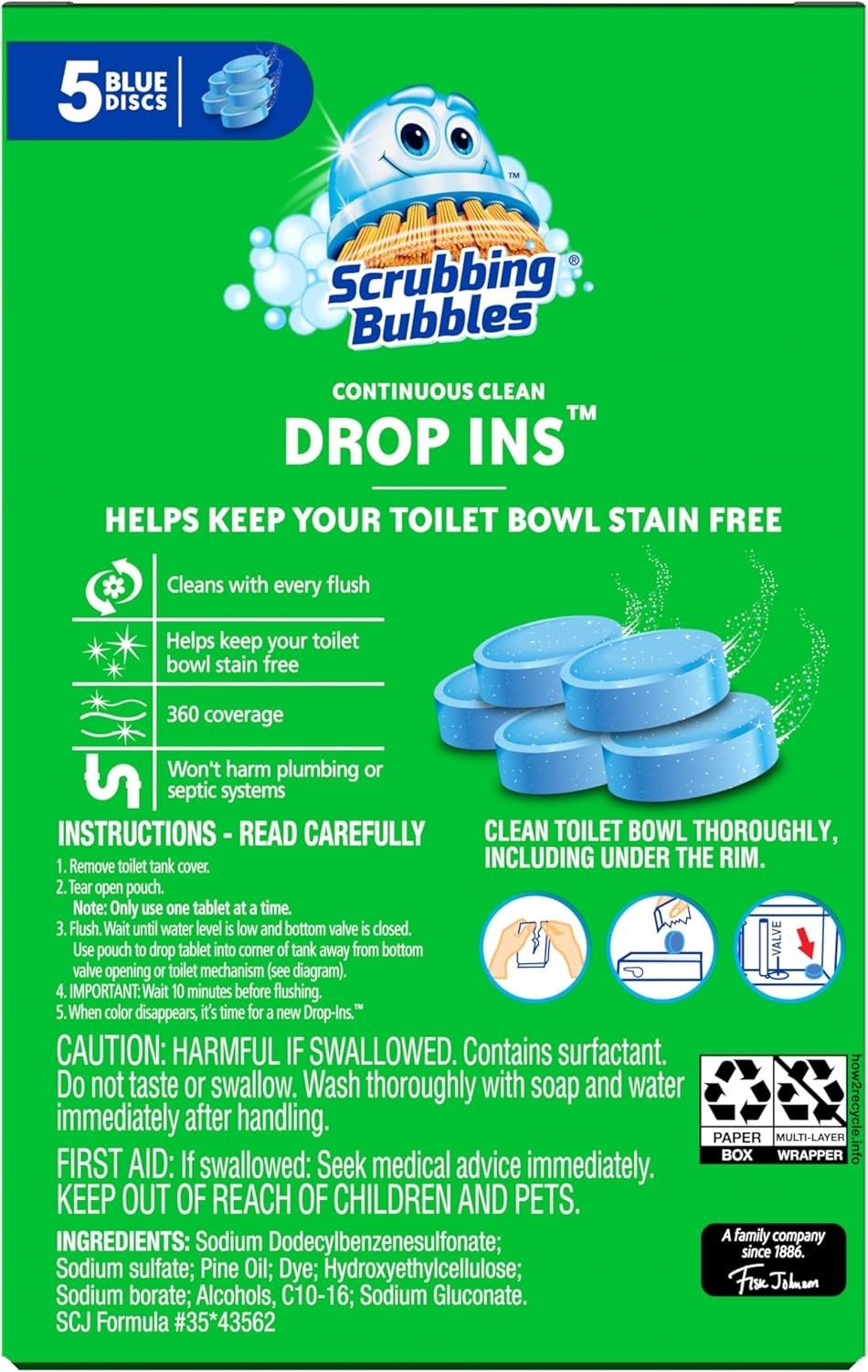 Hard Water Mineral & Limescale Removal: Toilet Drop-Ins Pack of 5, Fresh Scent