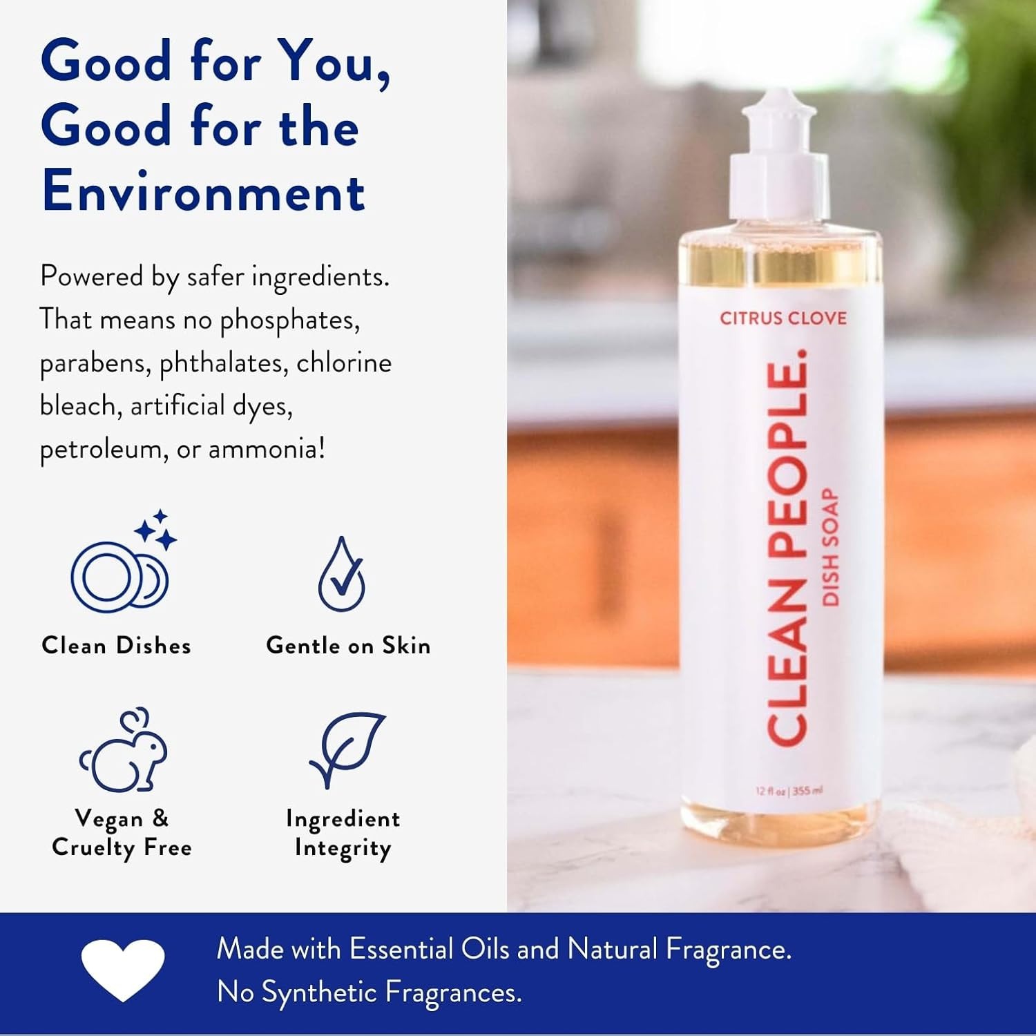 Liquid Dish Soap – Clean, Simple Ingredients – Extra Scrubbing Power (Citrus Clo