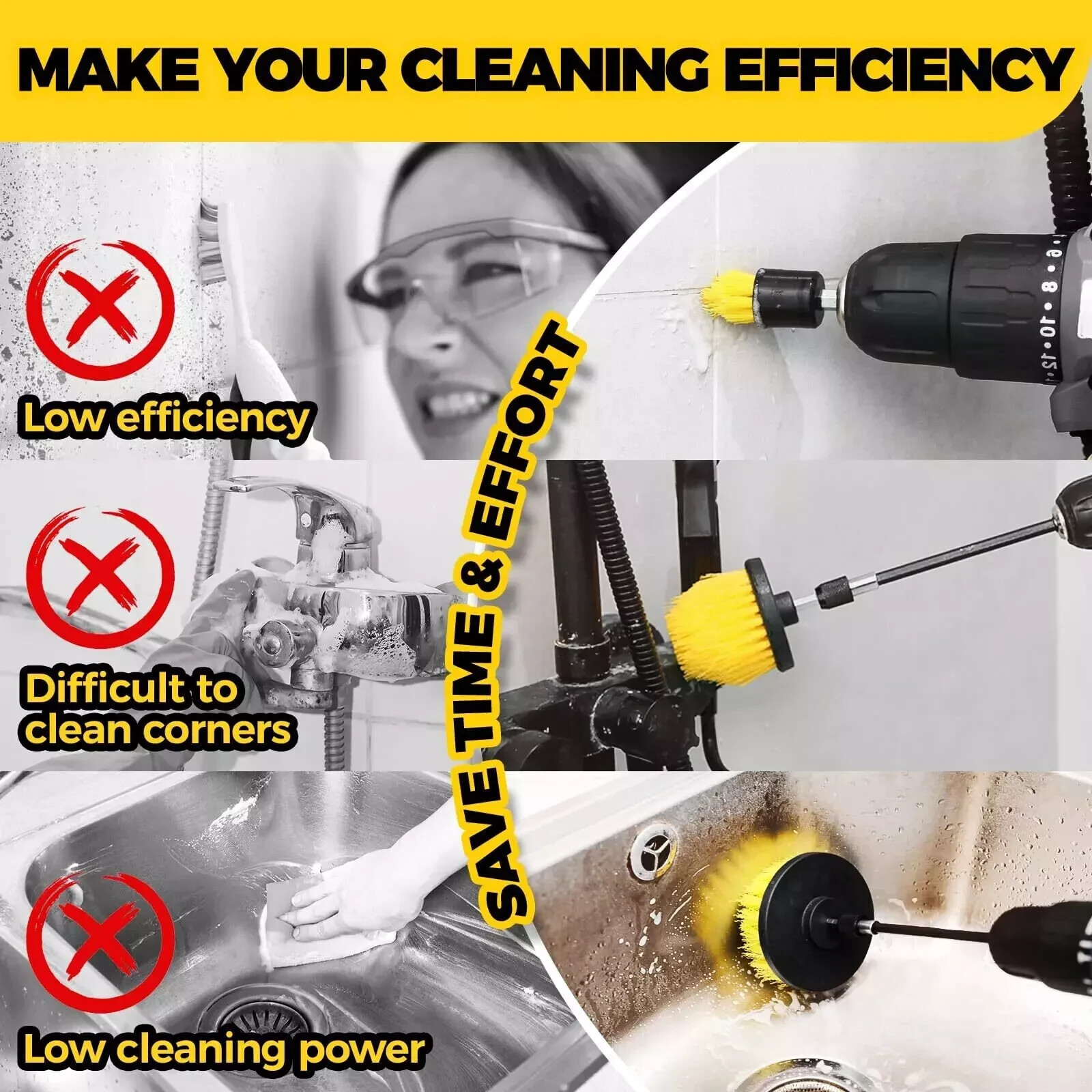 Drill Brush Set Power Scrubber Drill Attachments For Carpet Tile Grout Cleaning