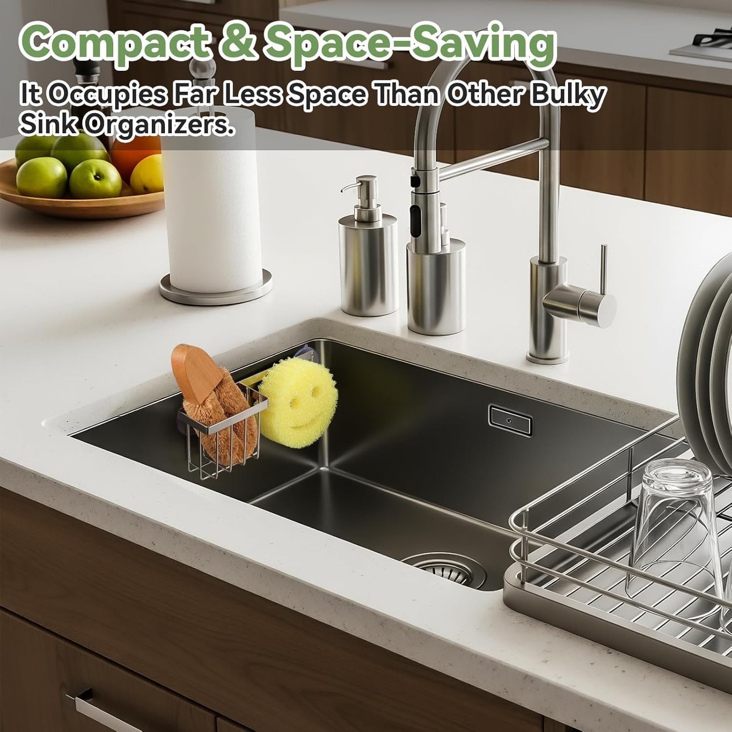 Space Saving] Sponge Holder for Kitchen Sink, Great for Scrub Daddy / Scrub