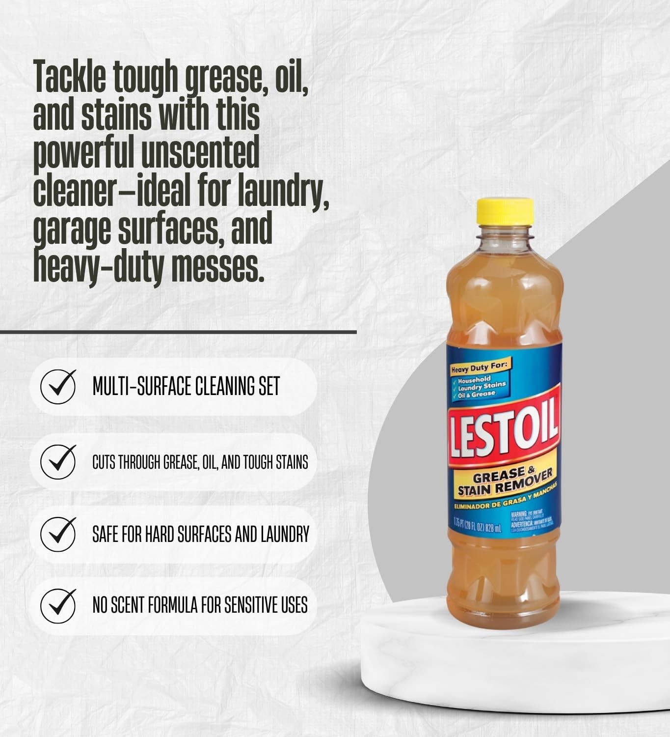 Lestoil No Scent Grease and Stain Remover 28 oz Liquid Bundle with Microfiber…
