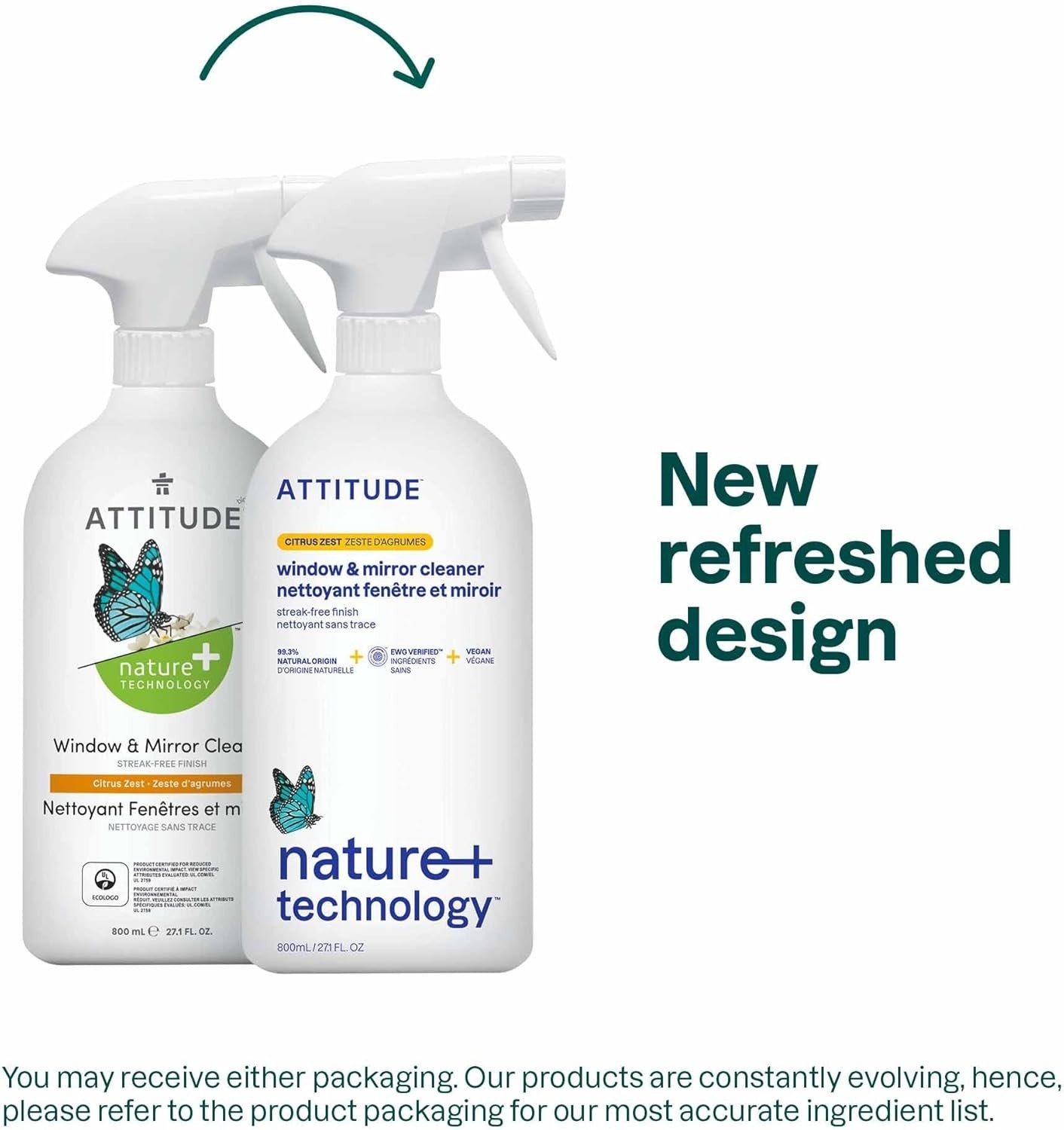 Plant-Based Streak-Free Window Cleaner – Eco-Friendly & Citrus Scent, 27.1 Fl Oz