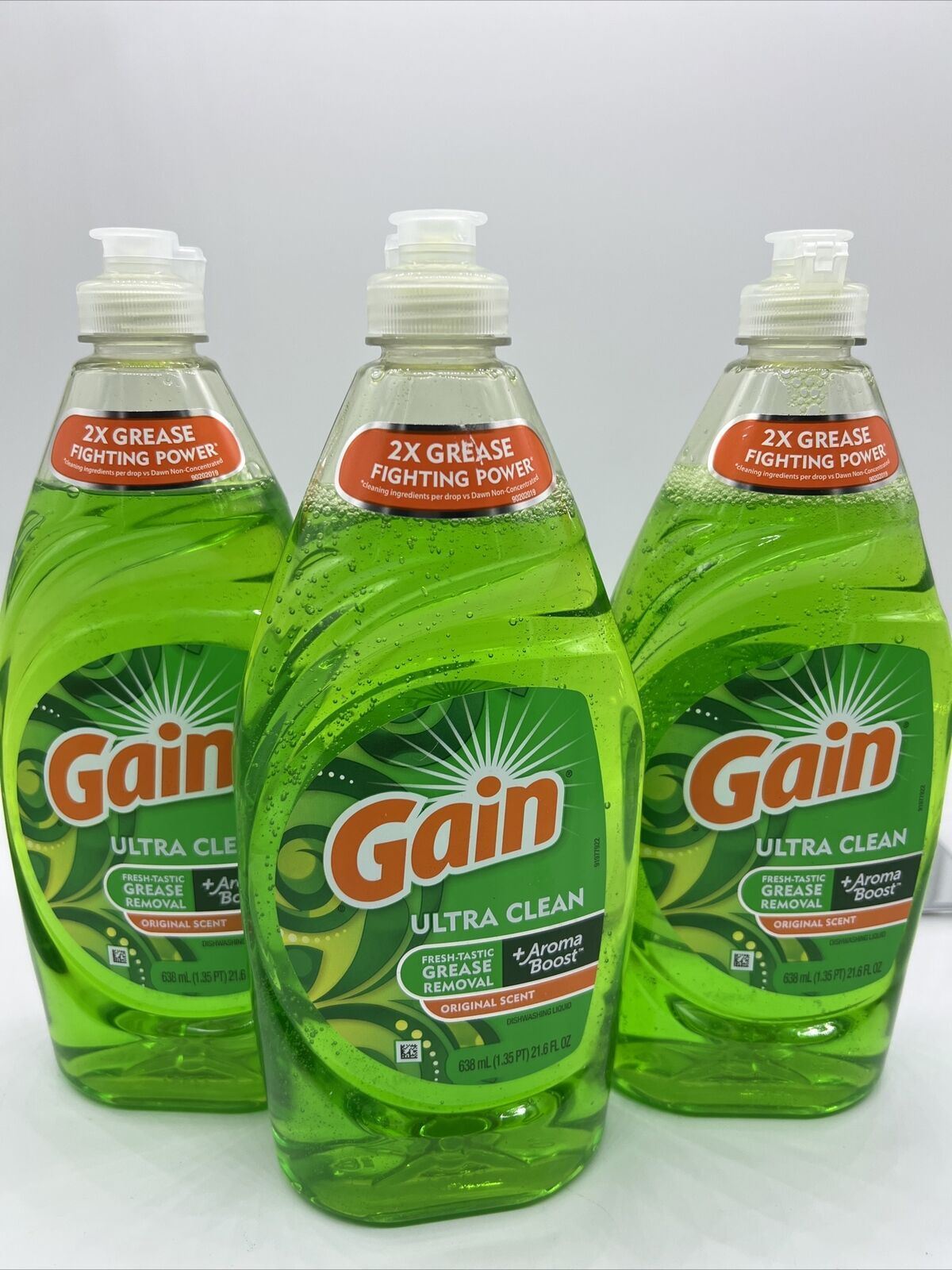 (3) Gain Original Dish Soap Washing Liquid 21.6oz Hard Grease Home Kitchen Clean