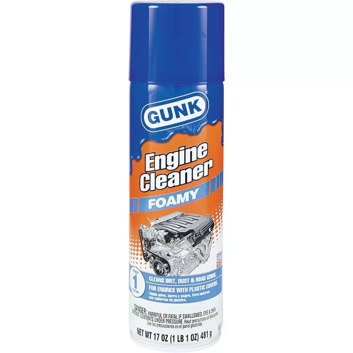 Gunk FEB1CA 17 oz Can of Aerosol Foamy Engine Cleaner Degreaser – CA Compliant