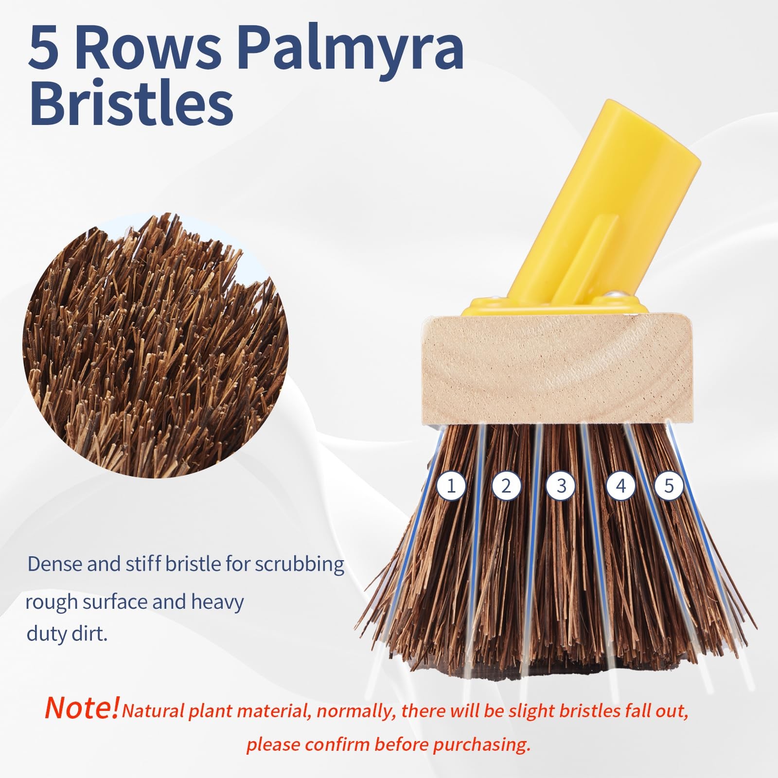Floor Scrub Brush With Long Handle 60″ Heavy Duty Deck Brush With Stiff Natural