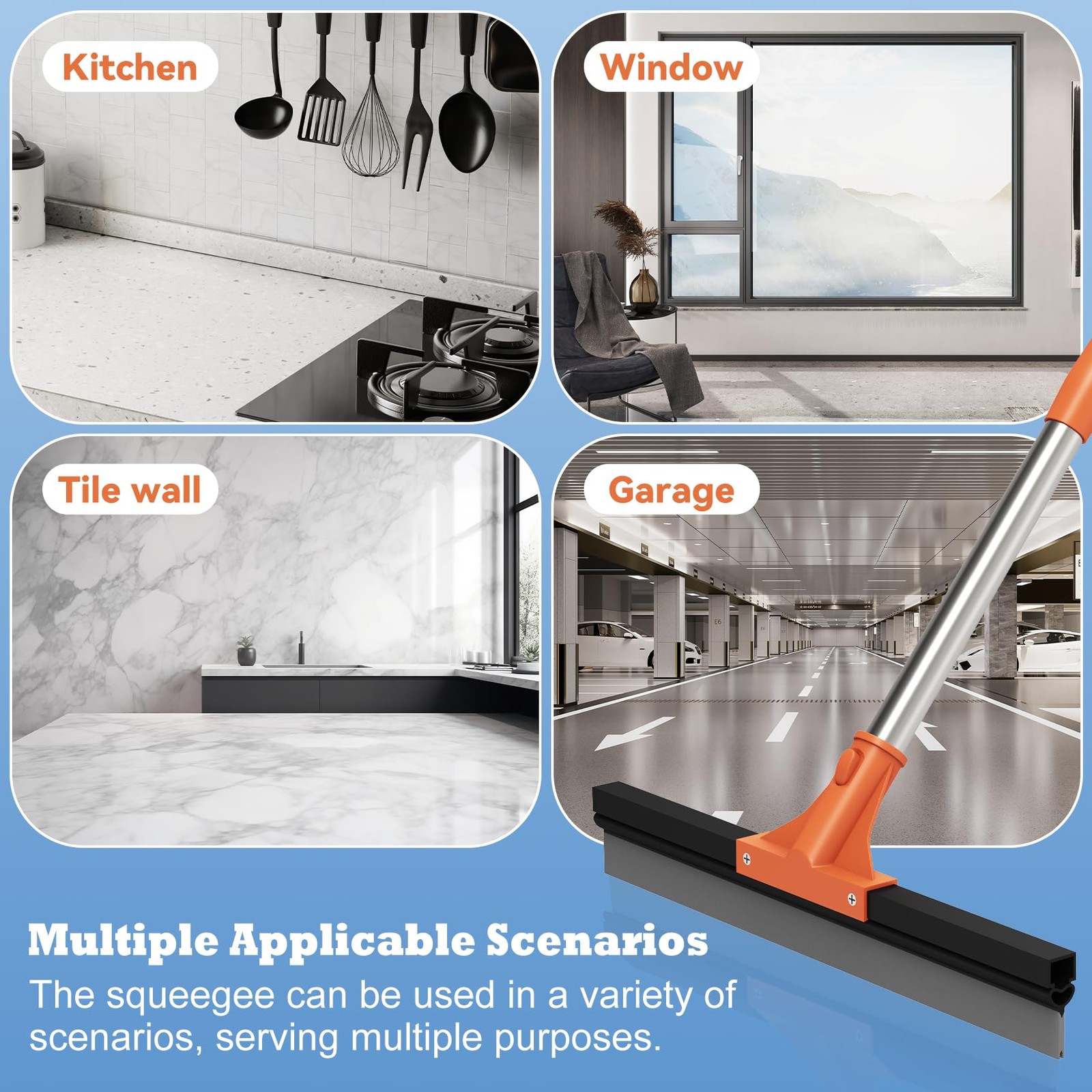 Floor Squeegee for Concrete Floor,18″ Large Heavy Duty Squeegee for Floor, Br…