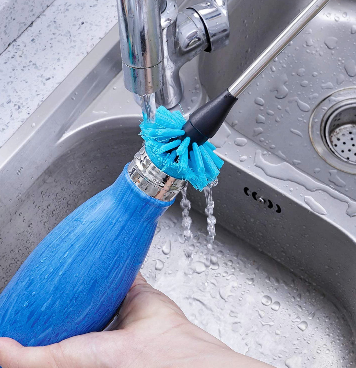 Stainless Steel Bottle Cleaning Brush Set Nylon Bristle, Long Handled, Versatile
