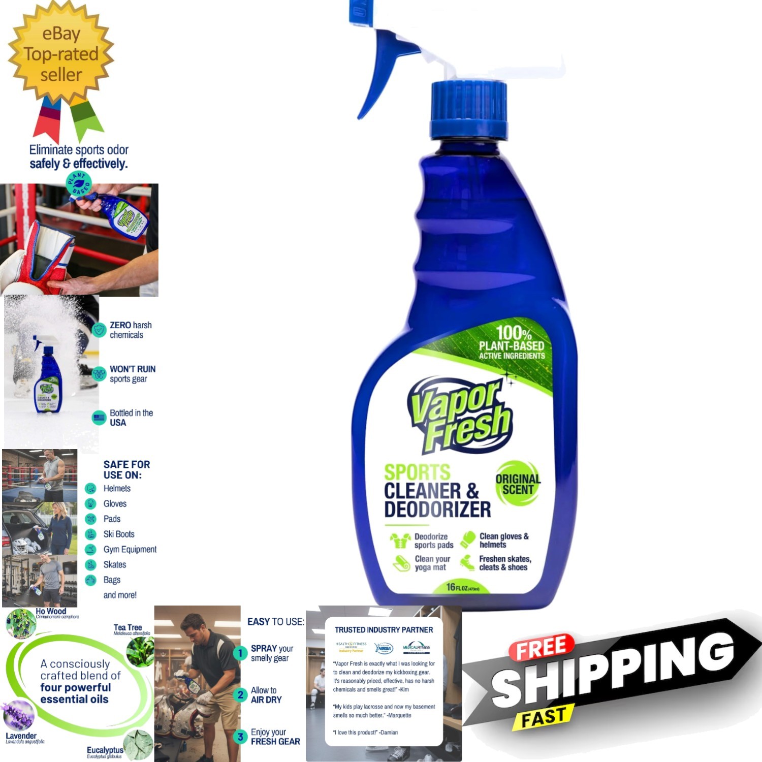 Comprehensive Odor Eliminator for Gym & Sports Gear – Natural 16 Fl Oz Spray
