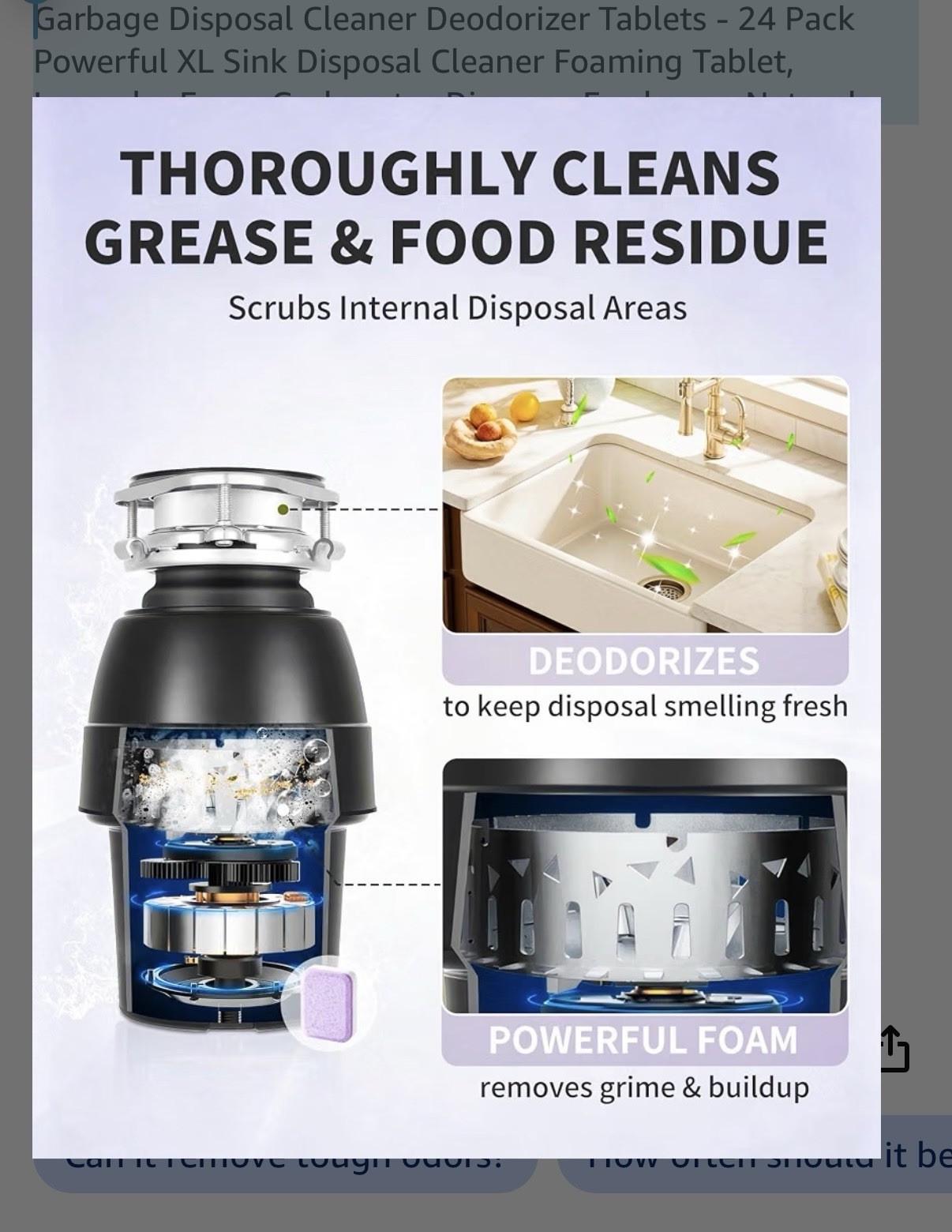 Garbage Disposal Cleaner Foaming Action for Deep Clean 24 Tablets Luulake