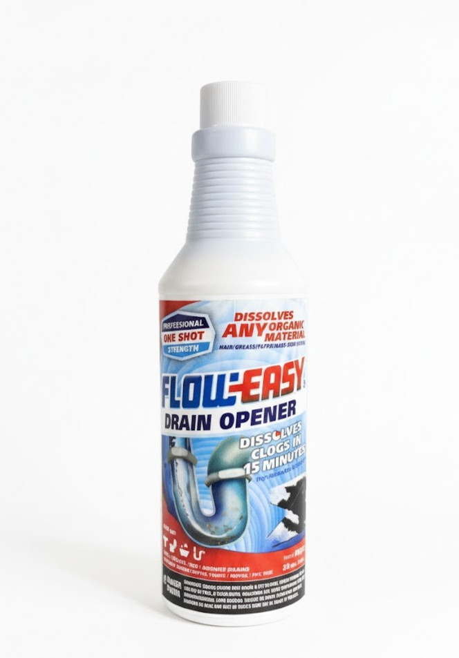 Flow-Easy Drain Opener Dissolves Clogs in 15 Minutes 20 oz FE20
