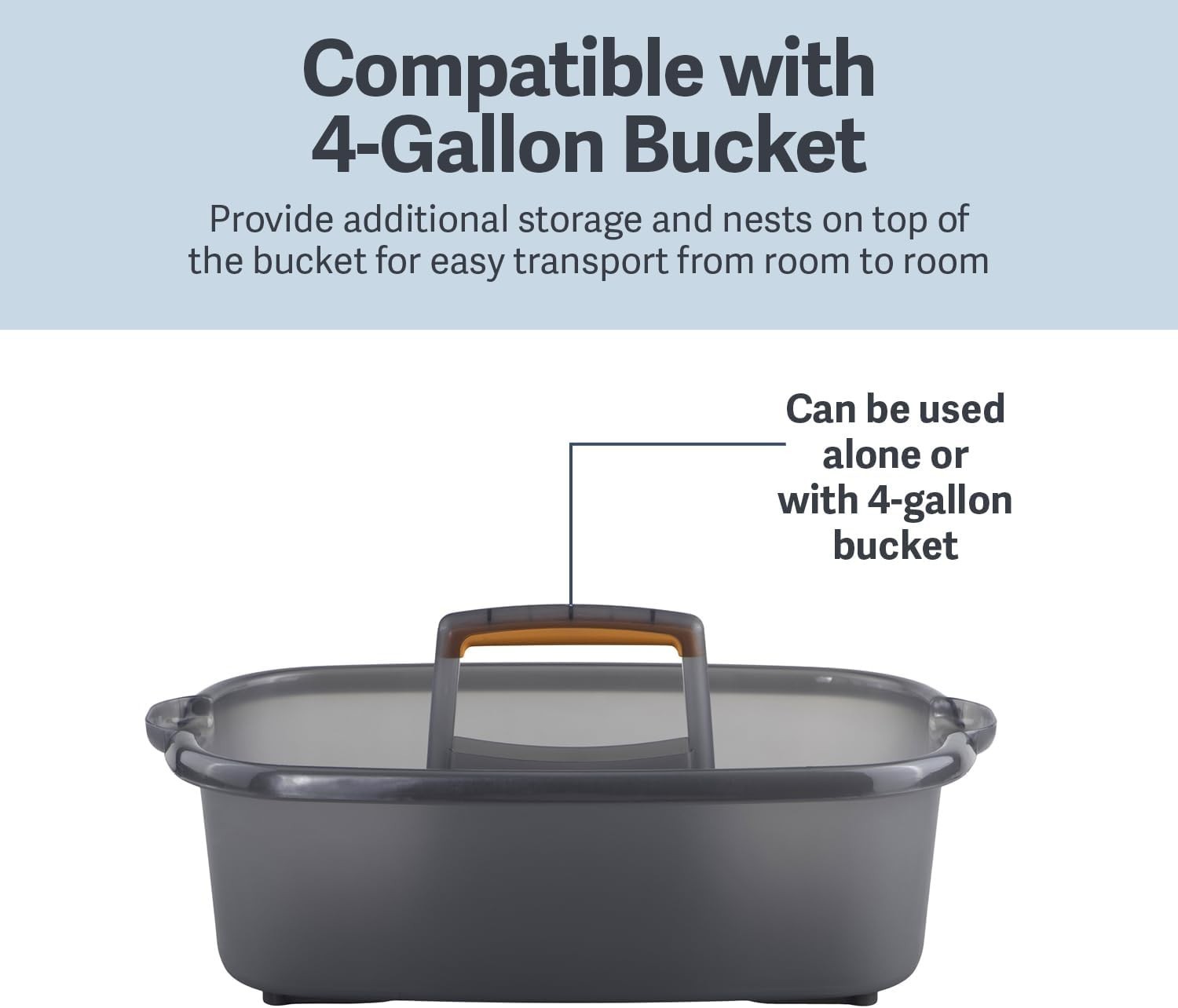 Cleaning Storage Caddy Organizer Plastic Handle Gray Multi-Purpose 1.85-Gallon