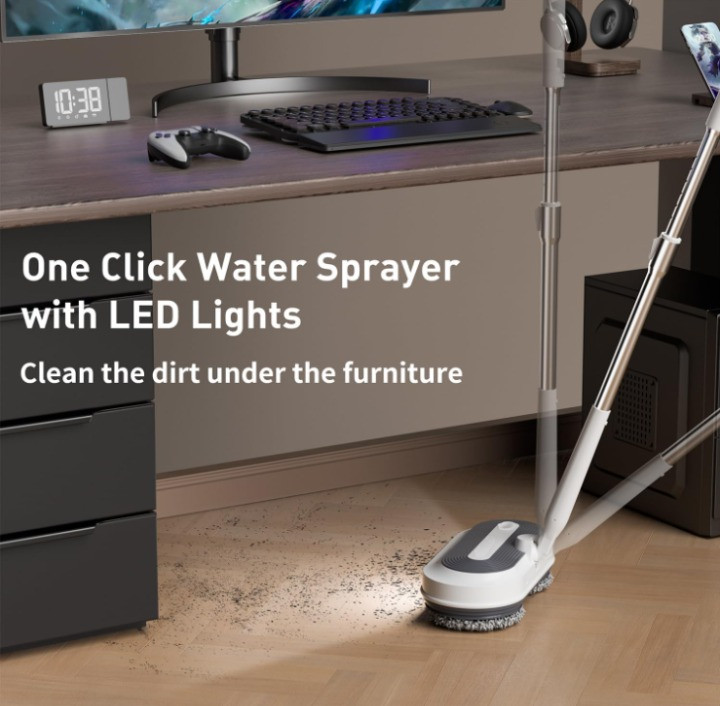 Mopa eléctrica inalámbrica giratoria con LED, spray, 50 min, tanque 290 ml