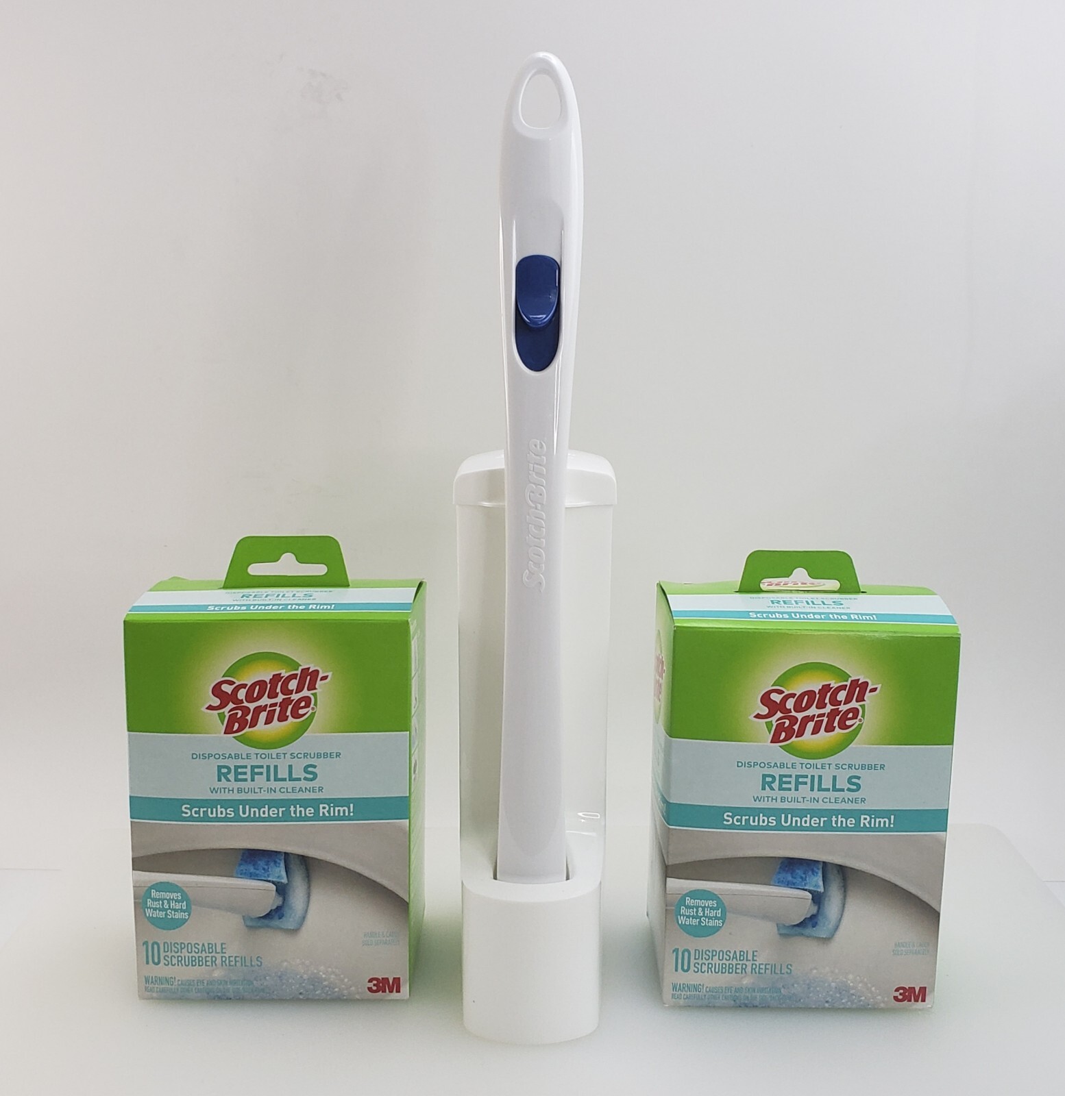 Scotch Brite Toilet Scrubber Wand w Storage Caddy plus 20 Refill Pads NEW