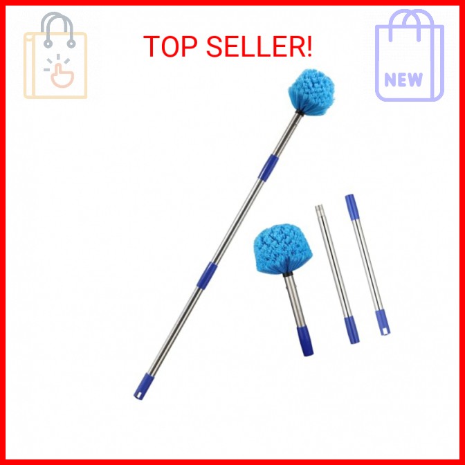 Cobweb Duster with Extension Pole, 4 FT Stainless Steel Pole with Spider Web Bru