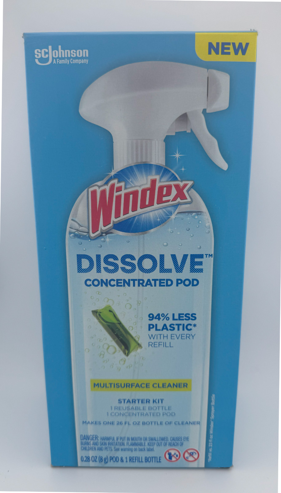 New Windex Dissolve Starter Kit – Reusable Bottle + Concentrated Pod Cleaner