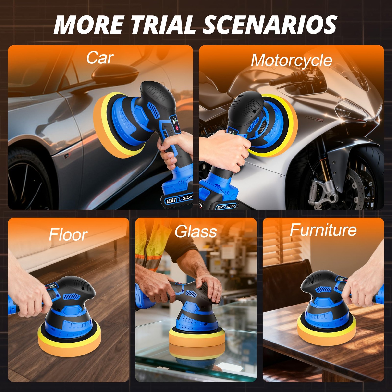 Cordless 6-Inch Car Polisher Kit with 2 Batteries, 6 Speeds & Scratch Removal