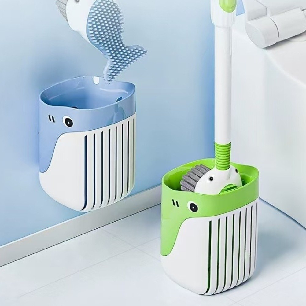 Toilet Brush with No Dead Angle Cleaning Bristles and Reliable Suction Cup Base