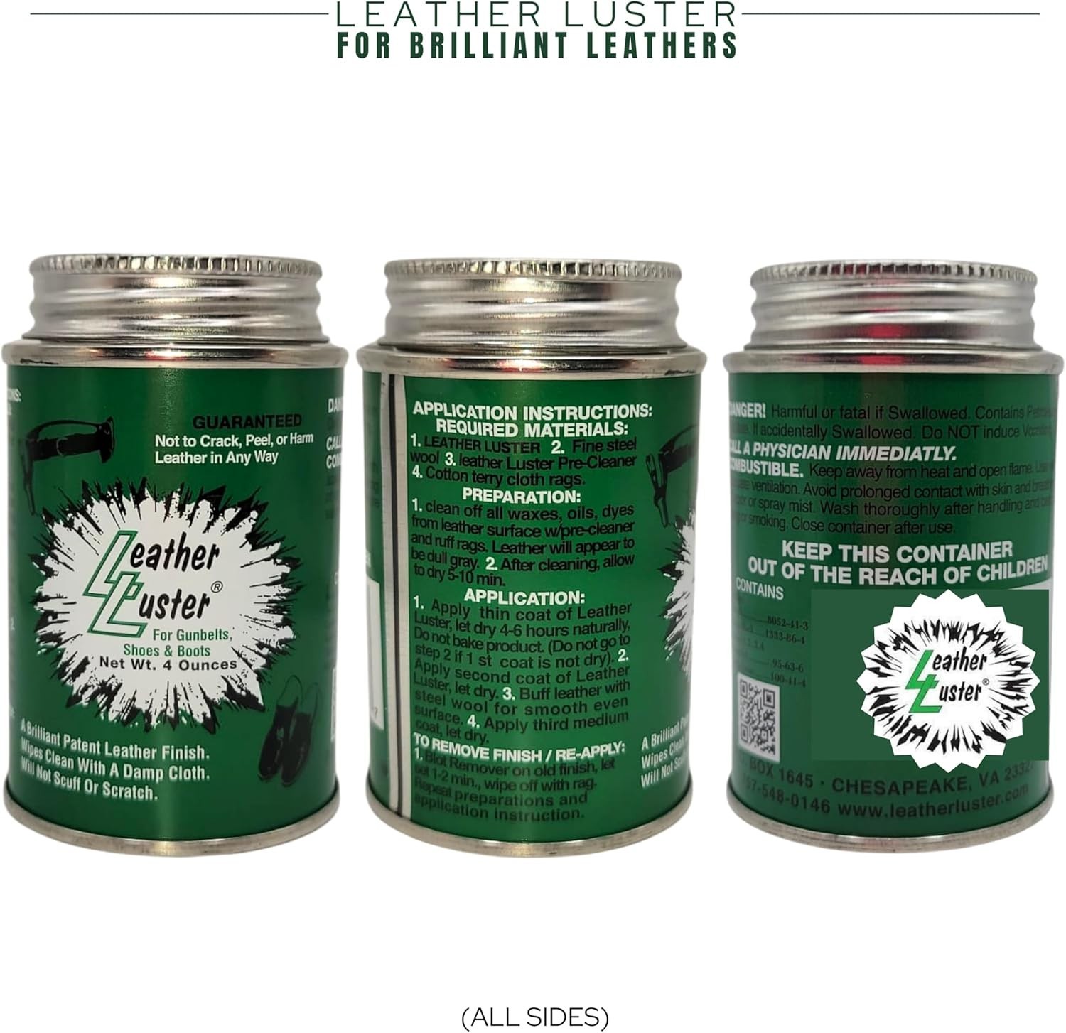 Complete Leather Care Kit – Polish, Cleaner, Conditioner – 12oz Made in the USA