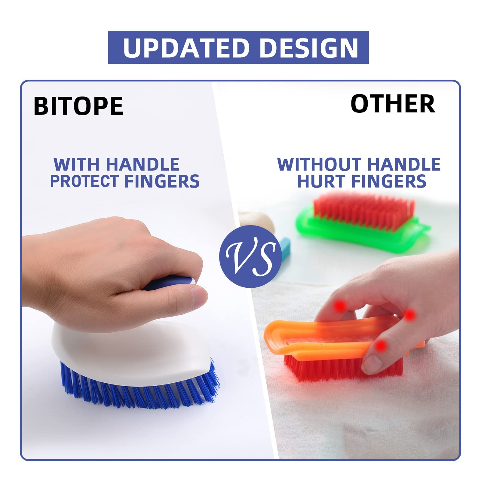 2 Pack Deep Cleaning Brush Set, Scrub Brush with Comfort Grip, Stiff Bristles…