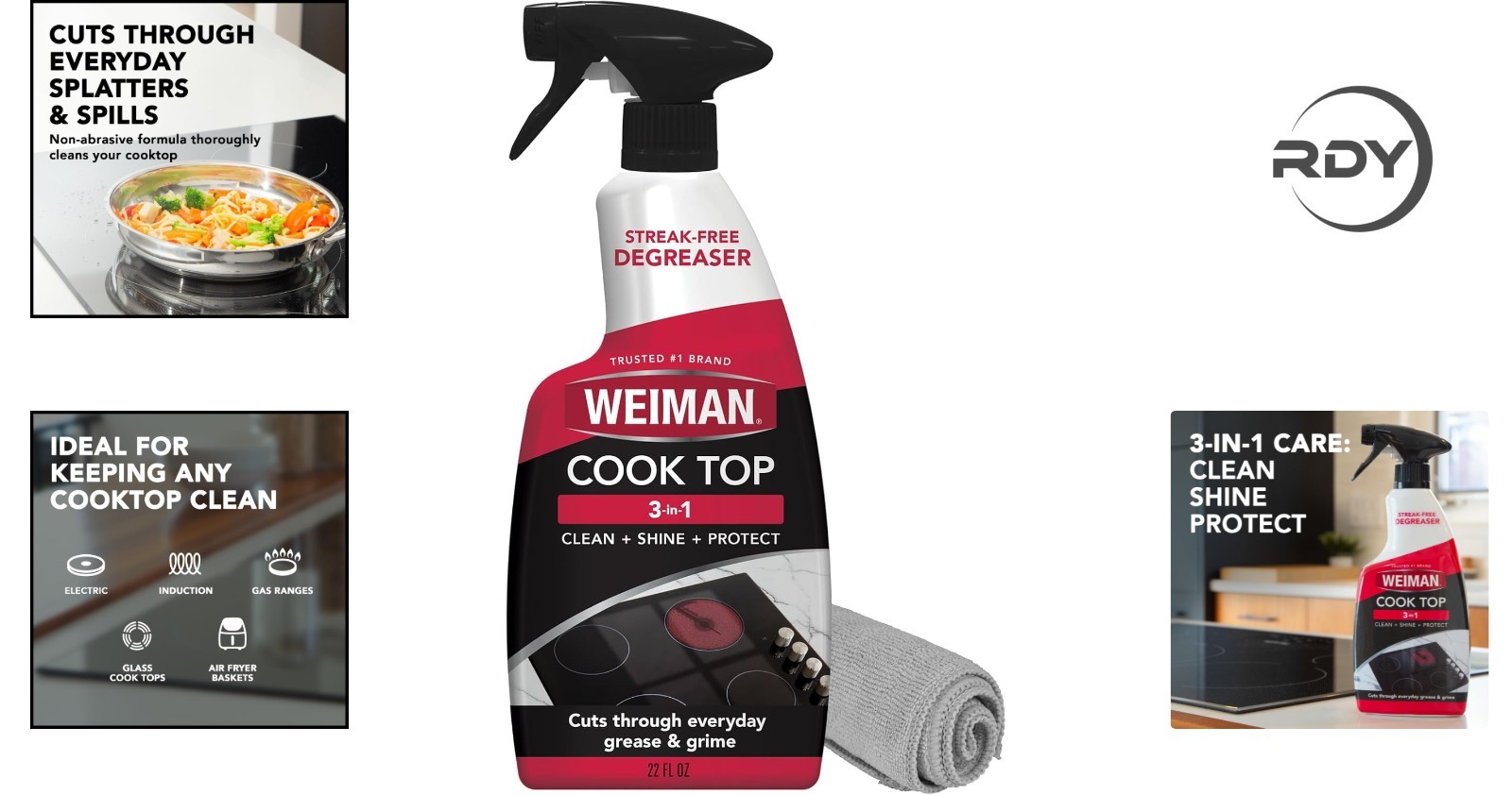 22oz Natural Cooktop Cleaner for Glass & Ceramic – Includes Microfiber Cloth