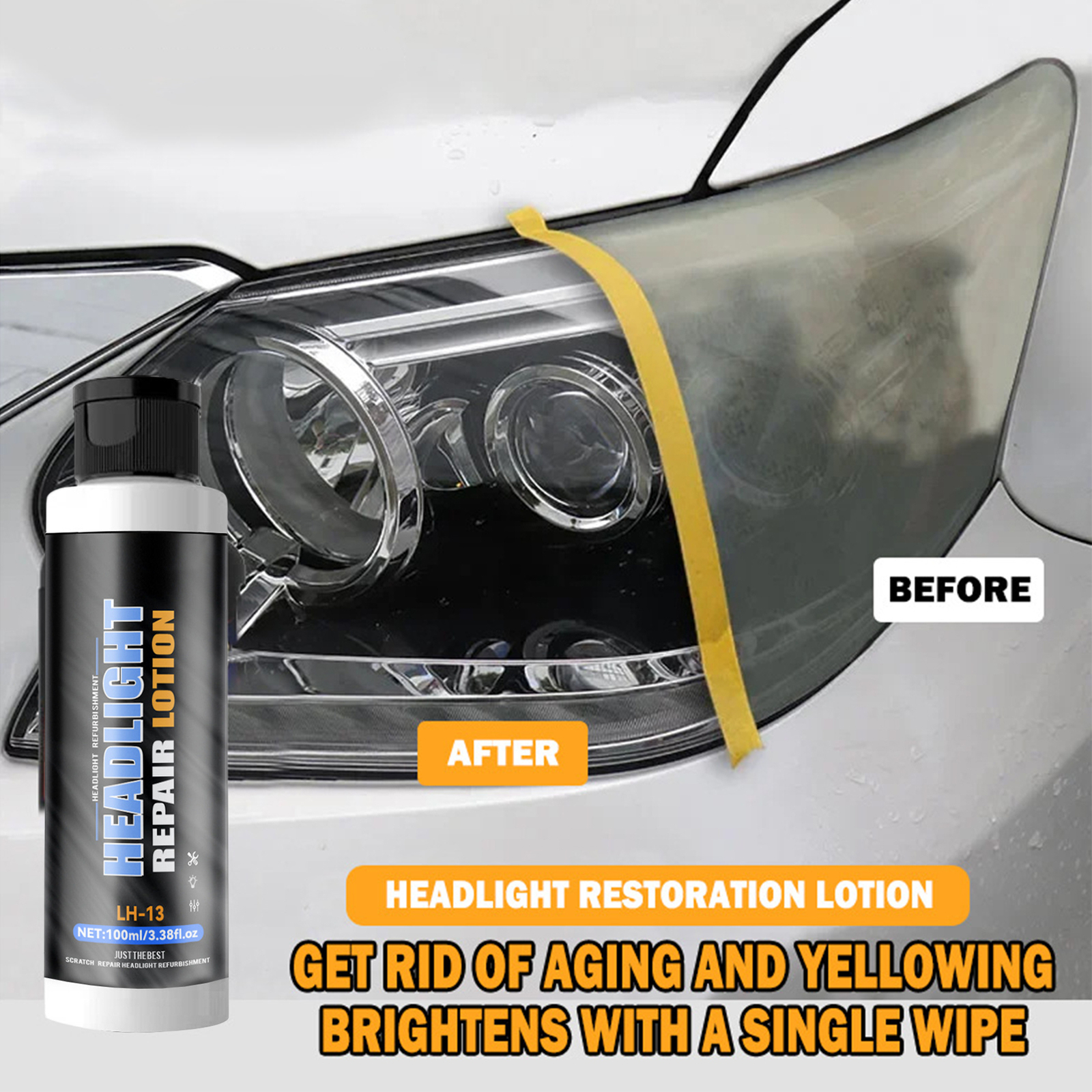 Pro Car Headlight Lens Restoration Repair Kit Polish Cleaner Cleaning Tool 100ml