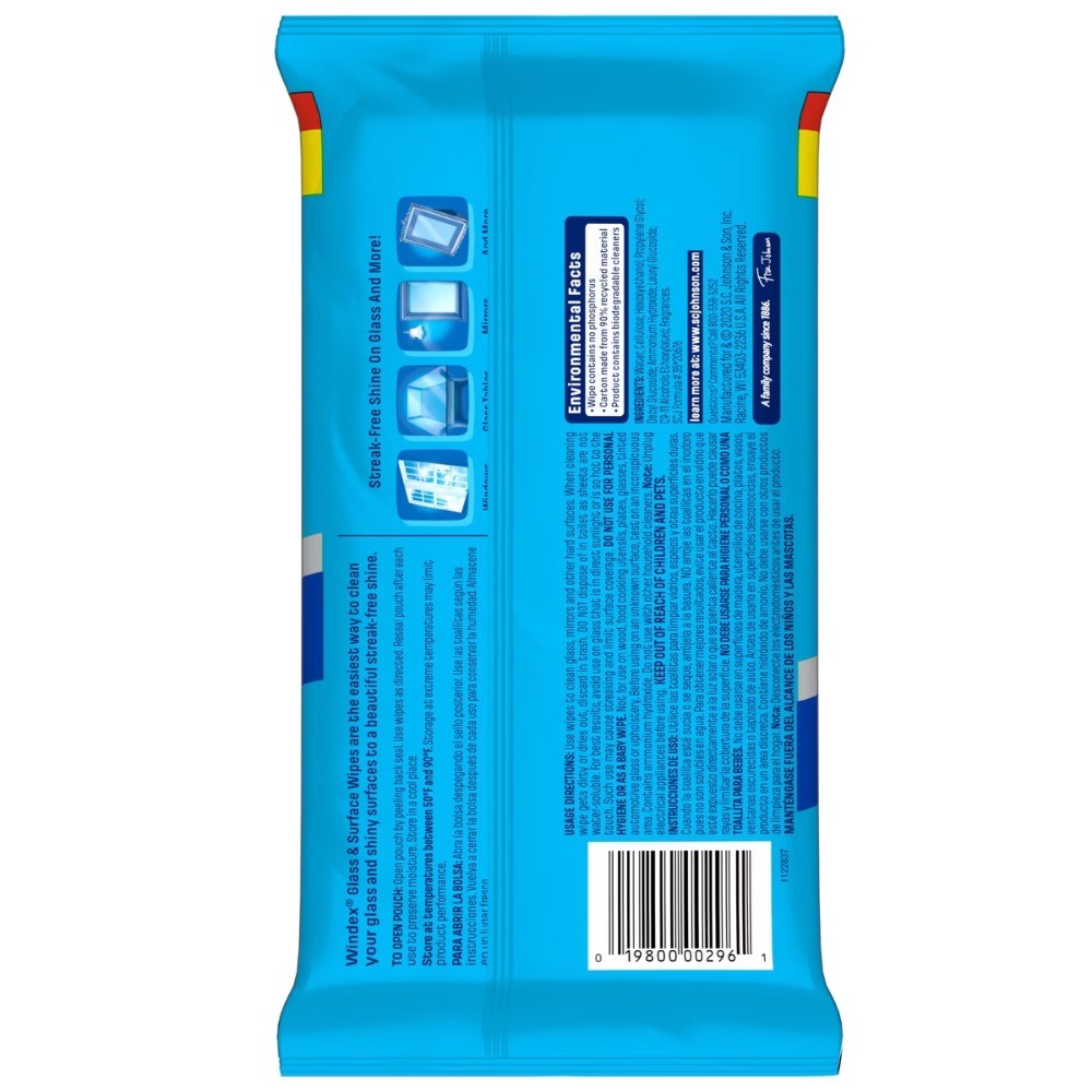 Windex Original Glass Wipes 38ct, Pre-Moistened Fresh