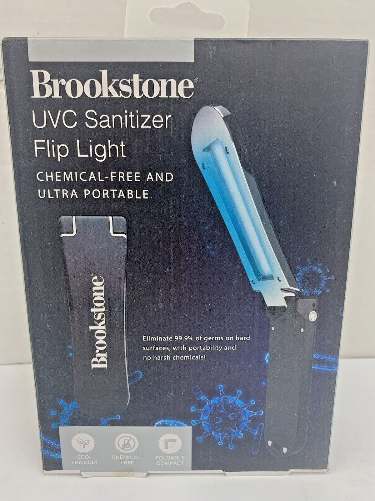 Brookstone UVC Sanitizer Flip Light, Chemical Free & Portable Eliminates 99.9%