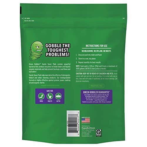 Green Gobbler Septic Tank Treatment Packets | 6 Month Septic Tank Supply |