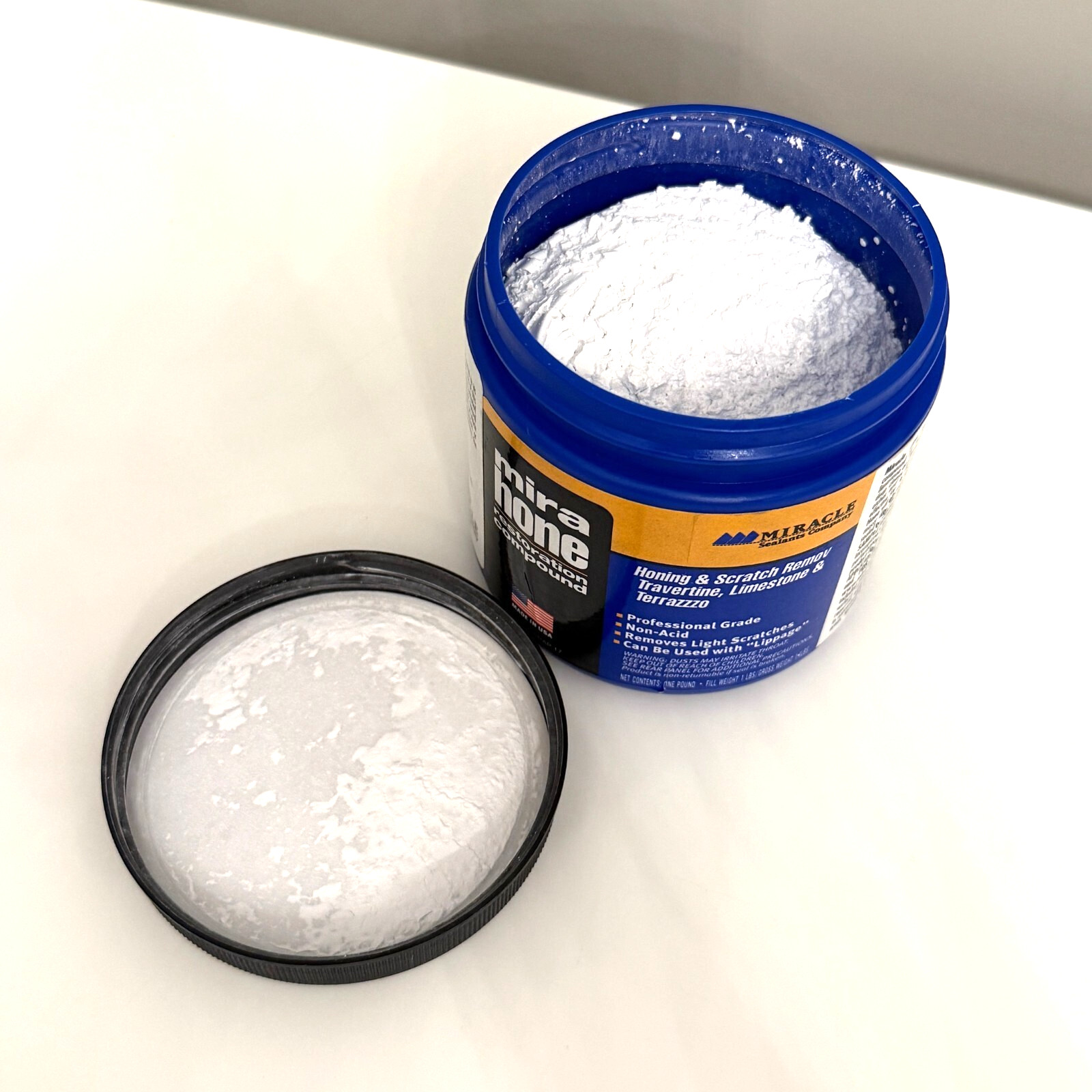 MIRACLE SEALANTS MIRA HONE RESTORATION COMPOUND 1LB FOR NATURAL STONE SURFACES