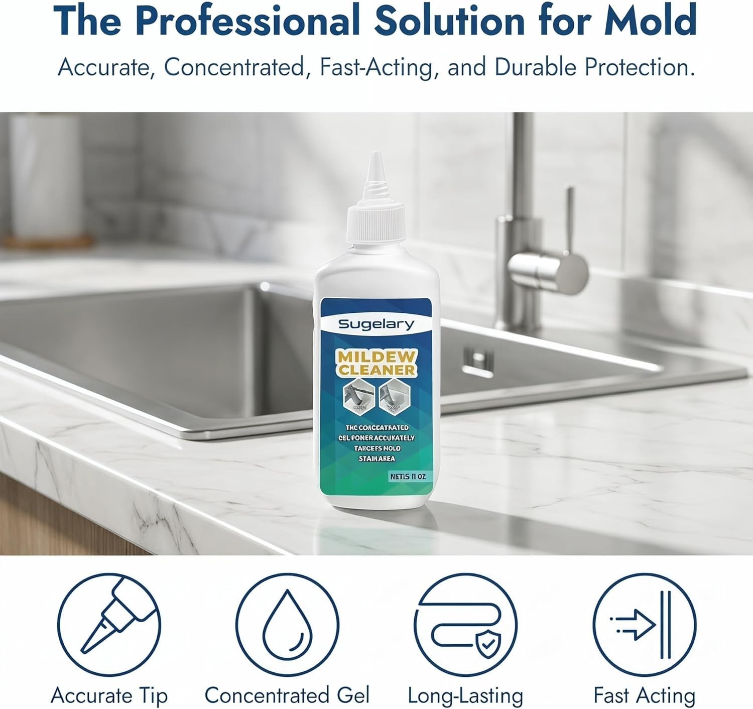Versatile Mold Stain Cleaner Gel for Washing Machine & Bathroom Use – 5 fl oz