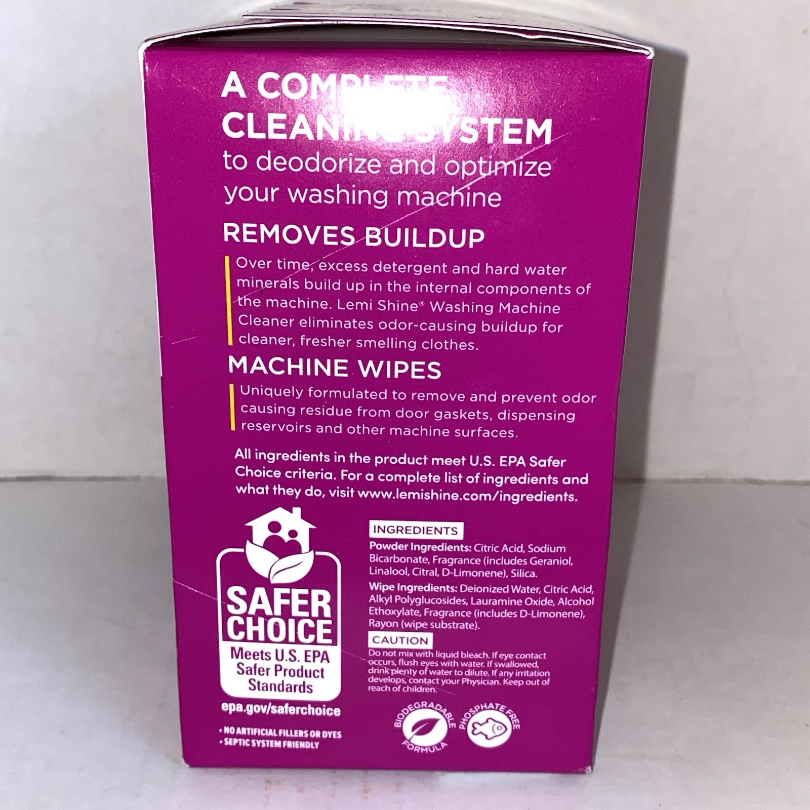 Lemi Shine ~ Washing Machine Cleaner ~ 4 Cleaning Pouches + 4 Machine Wipes