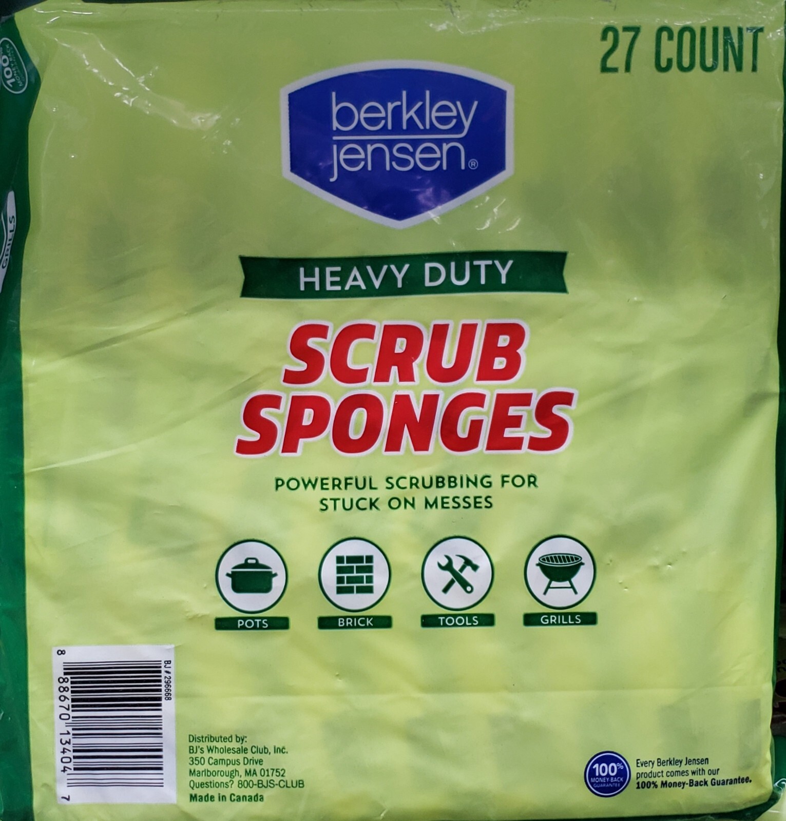 Berkley Jensen Heavy Duty SCRUB Sponges 27 Pack Clean Wash Scotch Cellulose