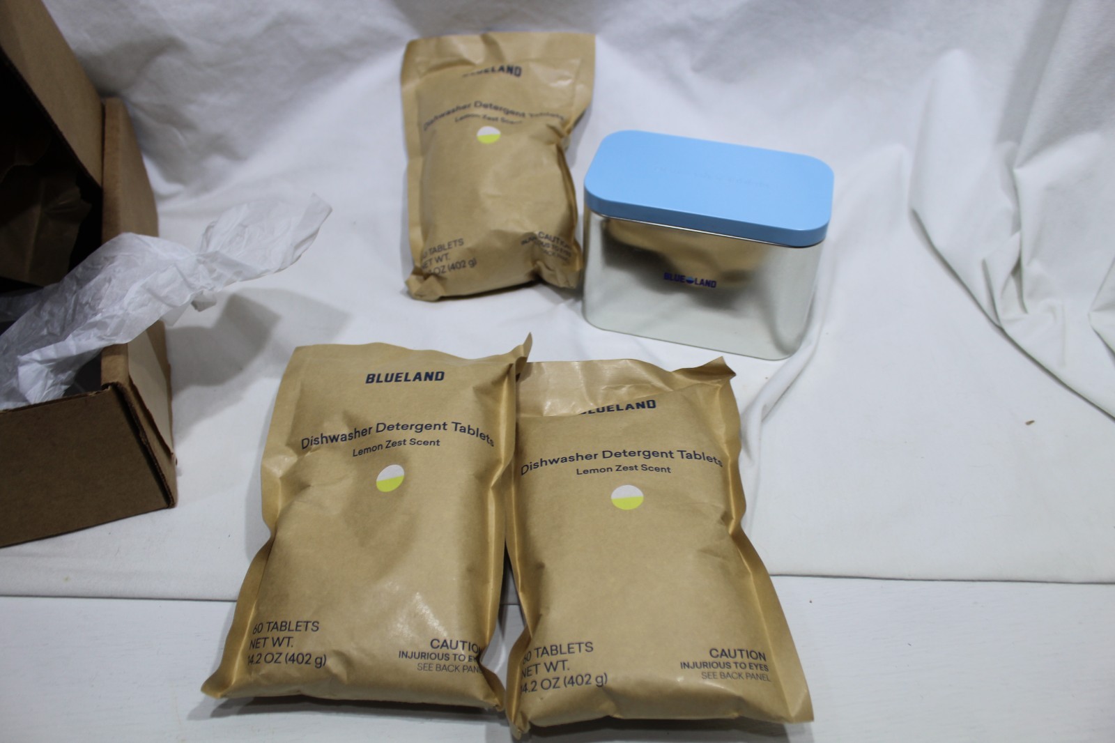 Lot of 3 Blueland Dishwasher Tablets Refill, Lemon Zest, 60 ct each W/ Tin