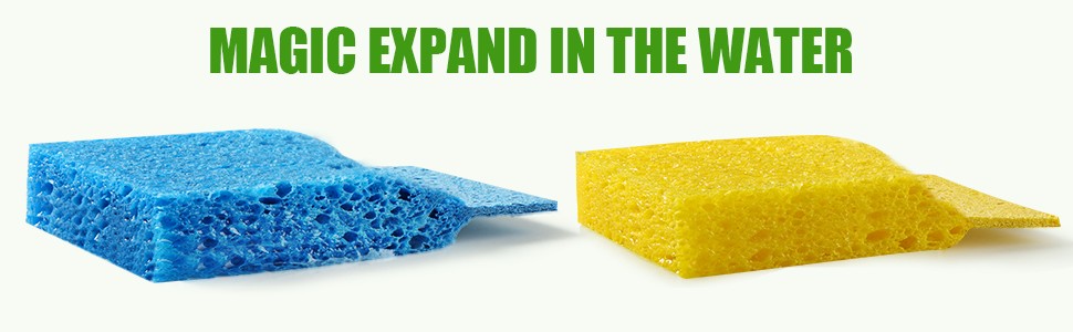 Compressed Cellulose Kitchen Sponges 24Pack,Non-Scratch Biodegradable Natural