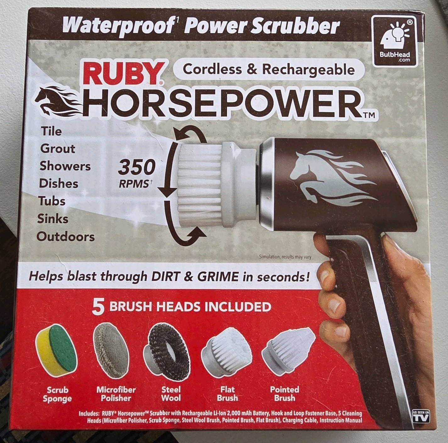 The Ruby Horsepower Cordless & Rechargeable Waterproof Power Scrubber