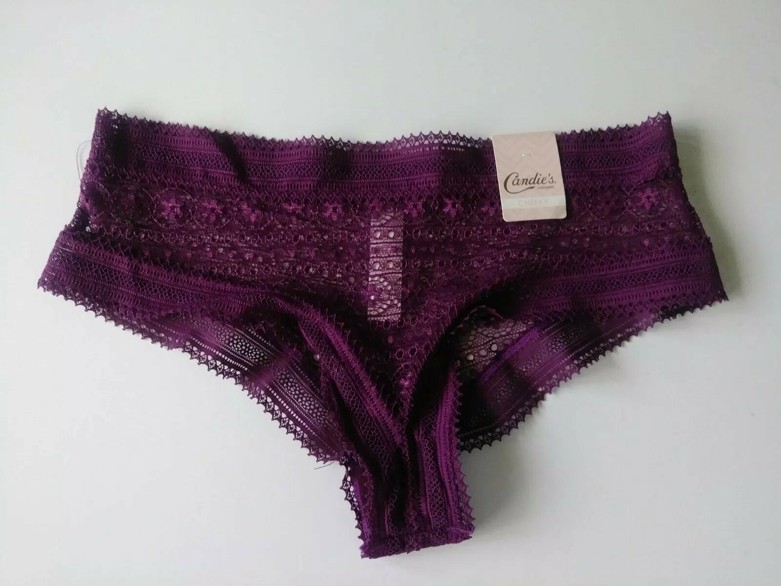 CANDIE’S INTIMATES CHEEKY DARK PURPLE RED WINE TRICOT SIZE SMALL NWT RET. $9.00