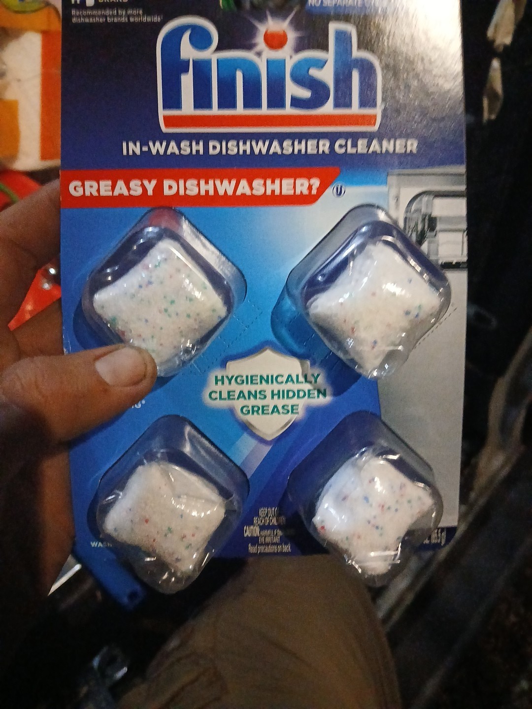 Finish In-Wash Dishwasher Tablets Hygienically Cleans Grease 4 Count