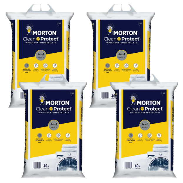 (4 pack) Morton Clean and Protect Water Softener Salt Pellets, 40 lb