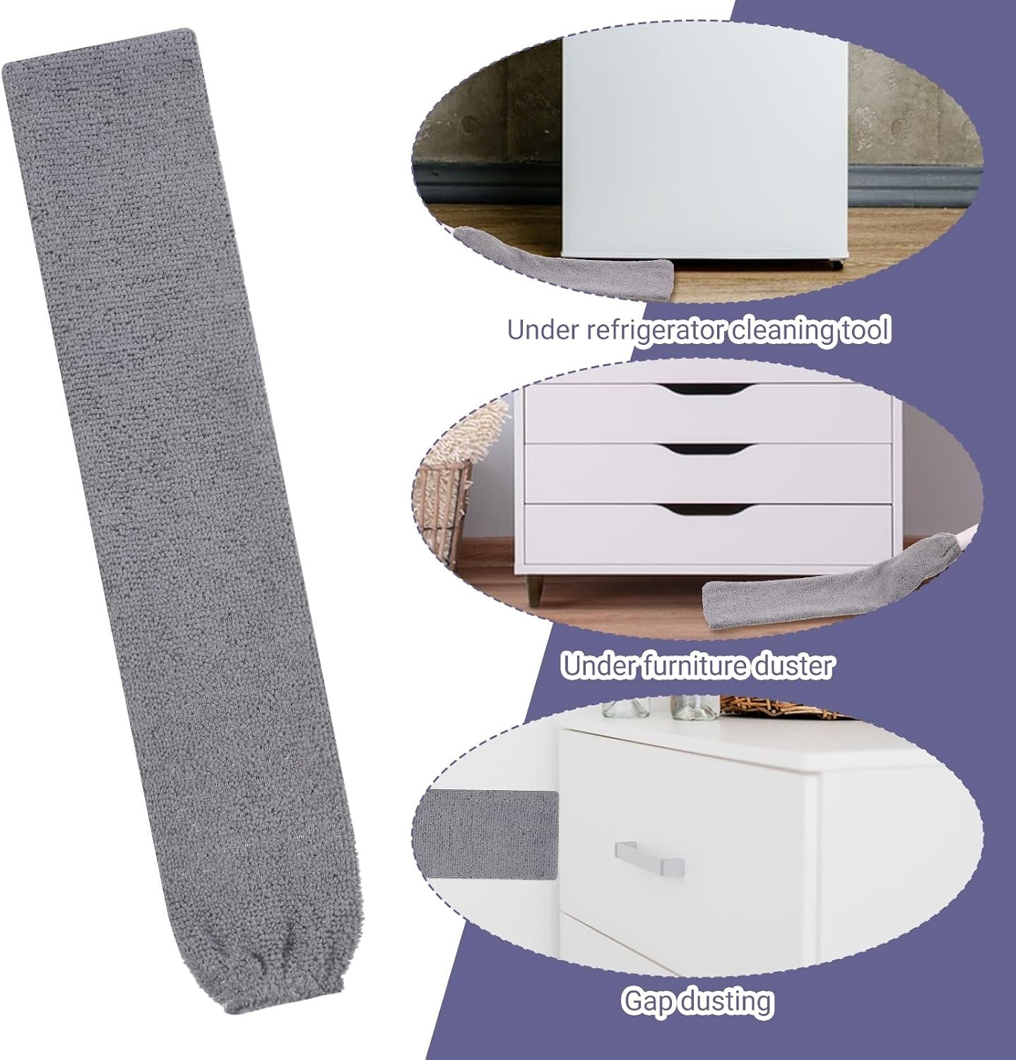 Microfiber Gap Cleaning Cloth Set – 6 Durable, Washable Dust Covers in Gray