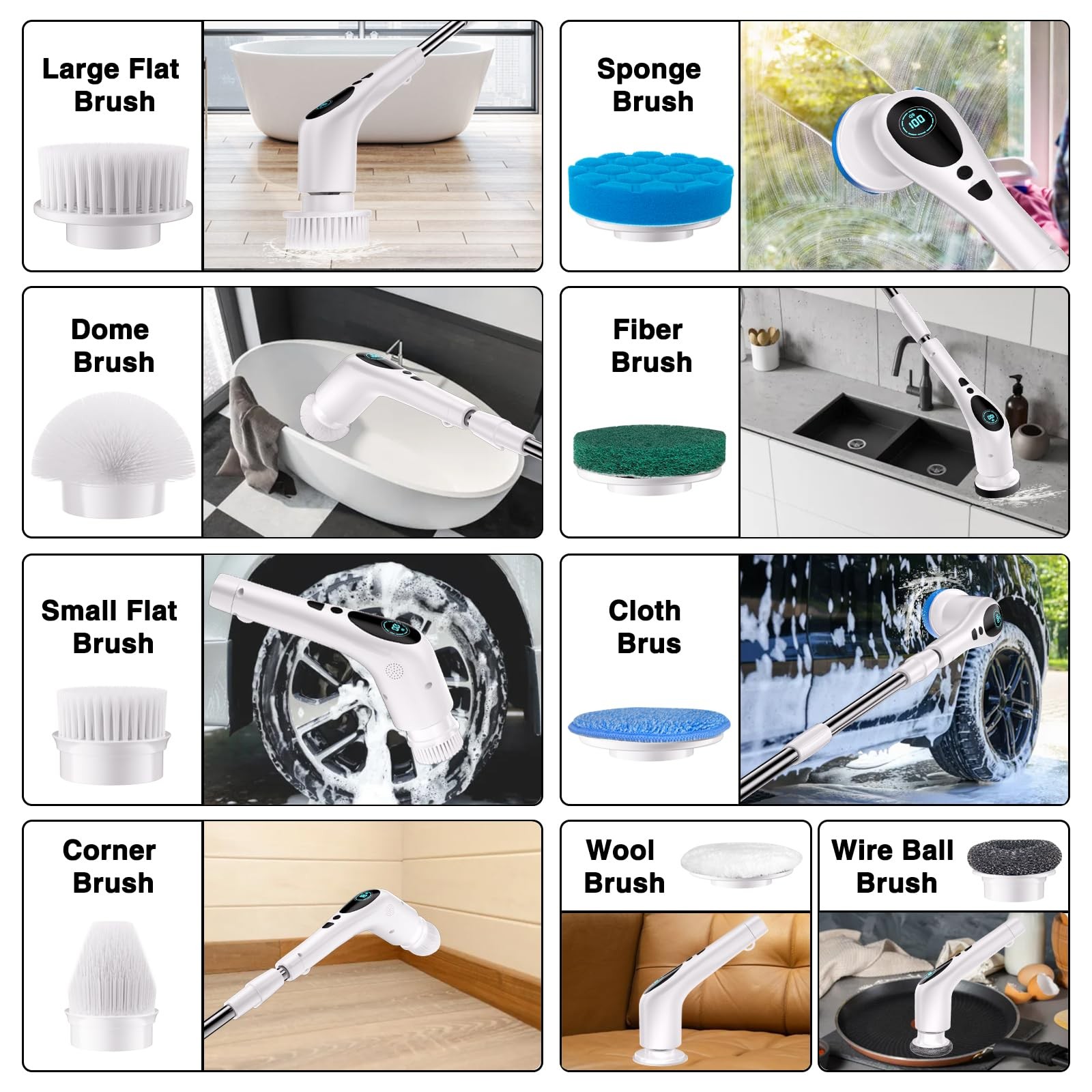Electric Spin Scrubber, Electric Spin Cordless Tub and Tile Scrubber with Voi…