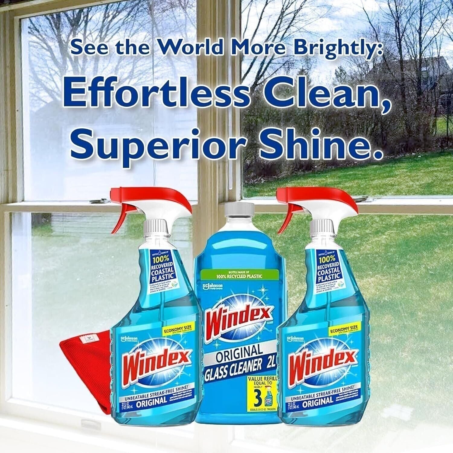 Windex Glass Cleaner Bundle 2 Spray 32 fl oz each and 1 Gallon Refill