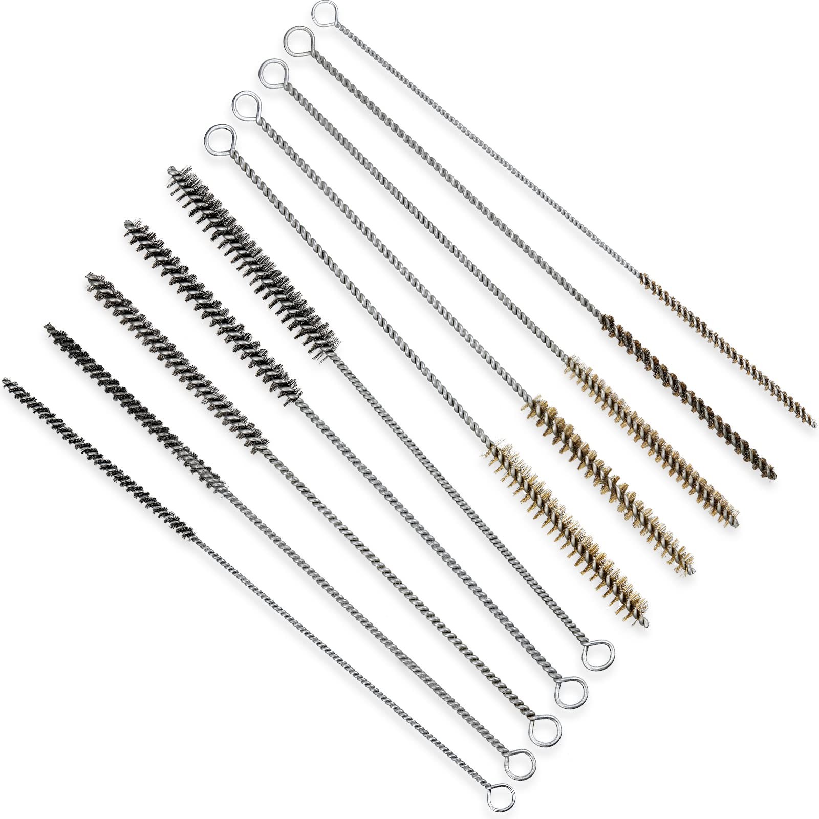 10 Pieces Wire Tube Brushes for Cleaning Pipe Brass Brush Stainless Steel Round