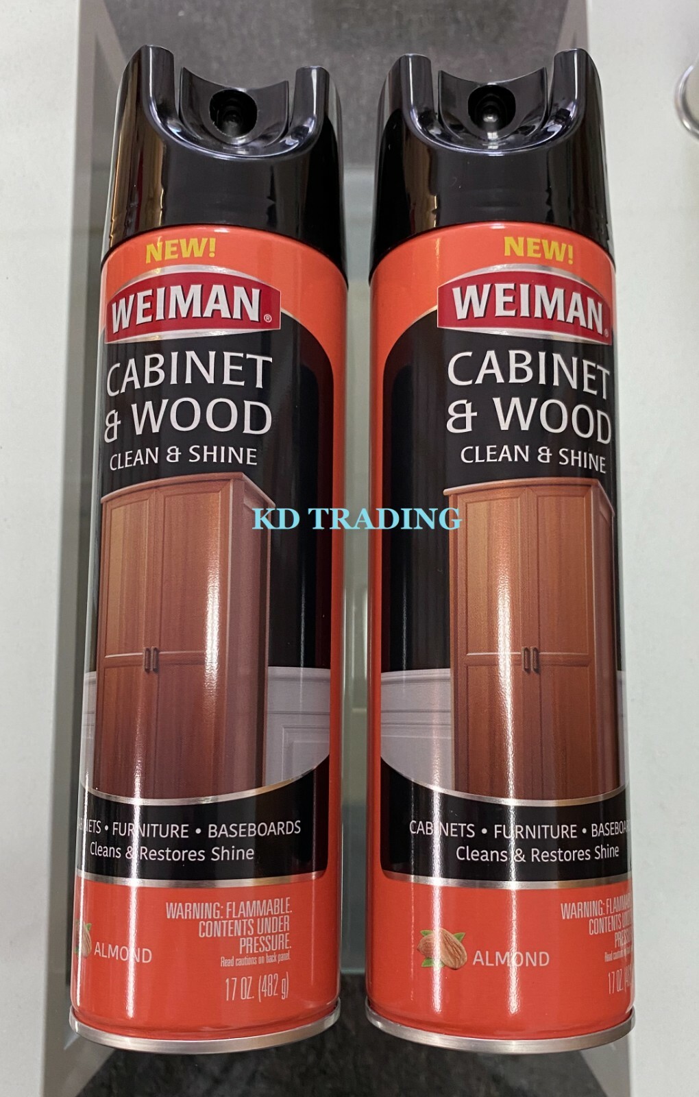 (2-Pk) Weiman Furniture CABINET & WOOD Clean Restore Shine w/ Almond Scent 17oz