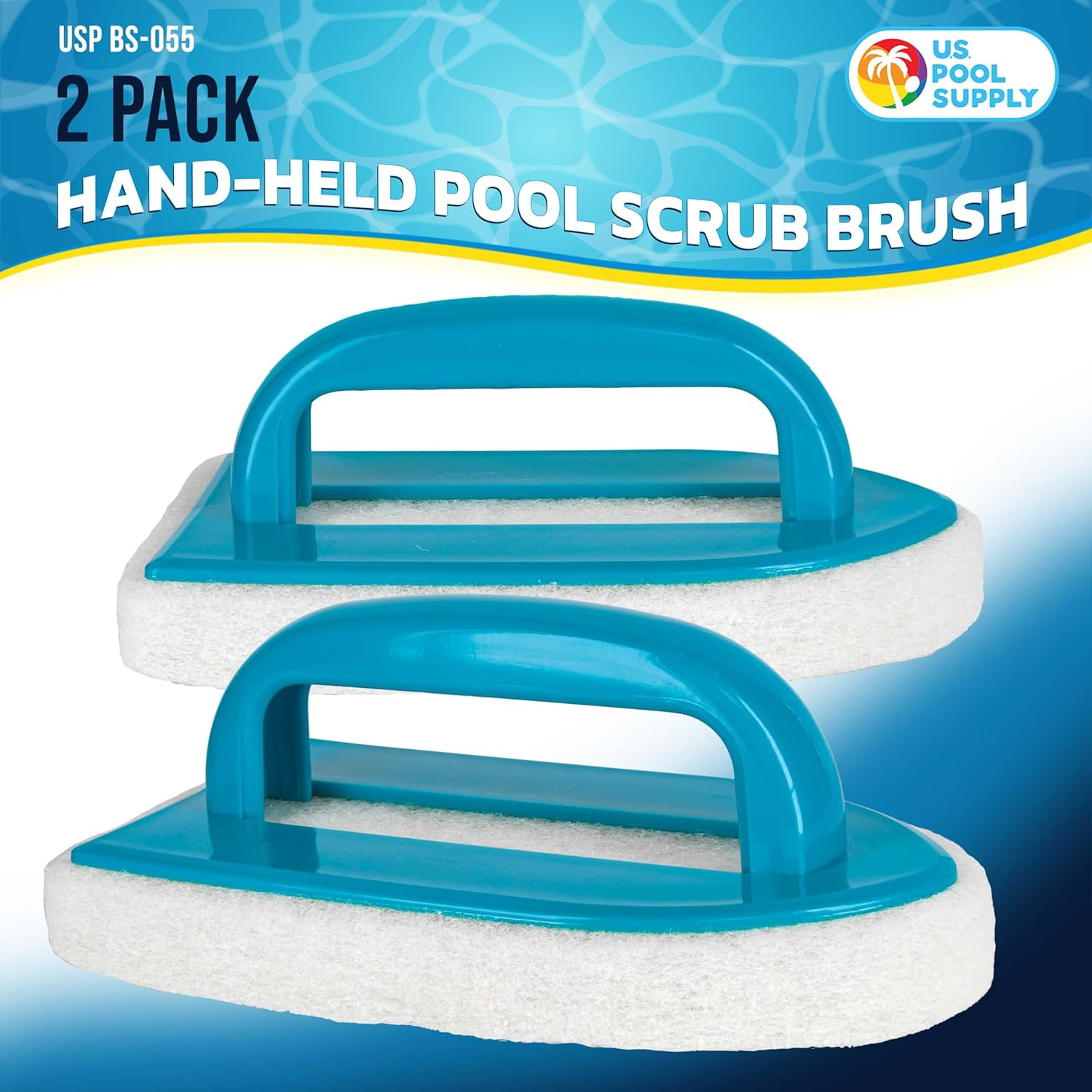 2 Pack Handheld Pool Scrub Brush Sponge Pad Tile Vinyl Liner Spa Tub Cleaner