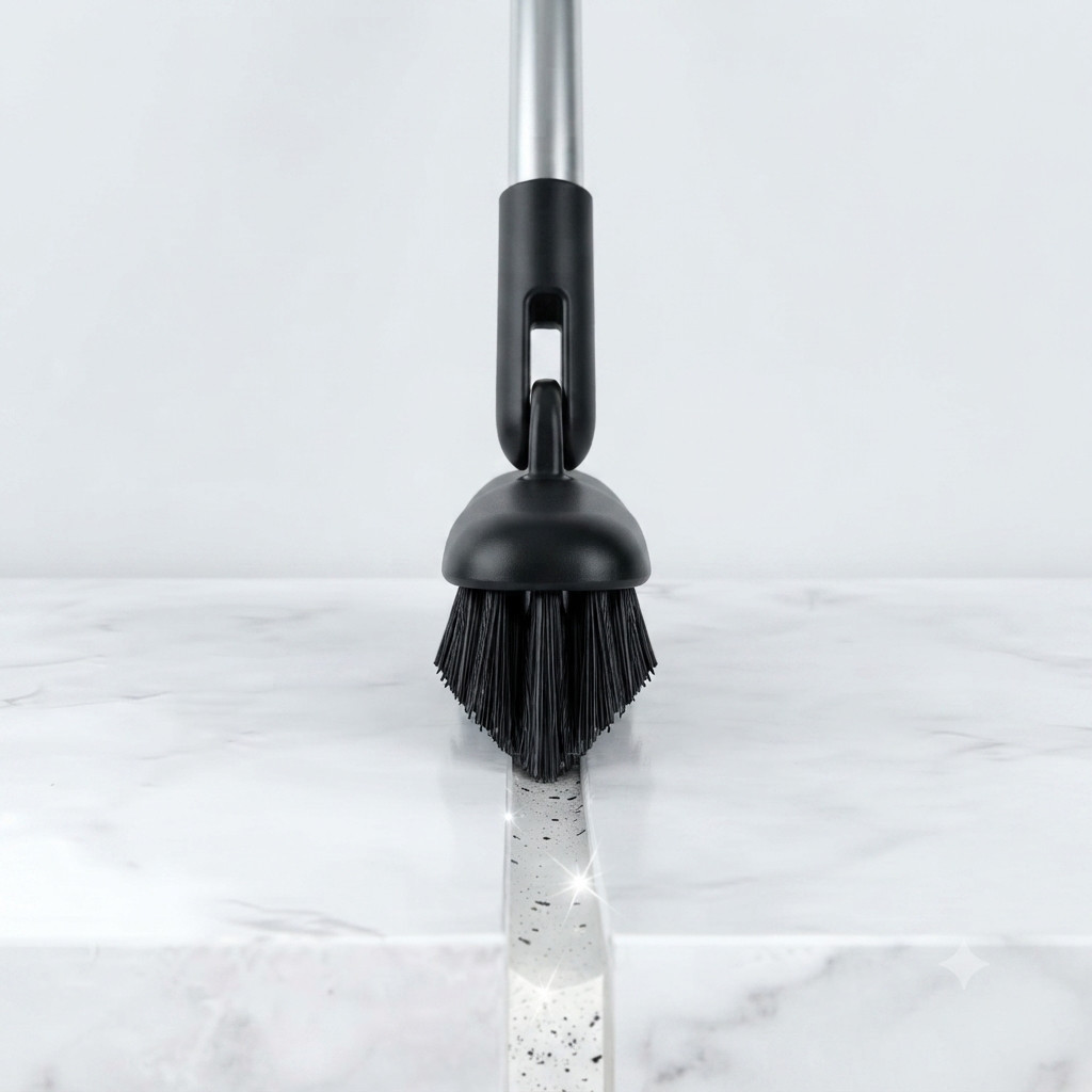 Heavy Duty Grout Scrub Brush with Long Handle – Tile Floor & Bathroom Scrubber