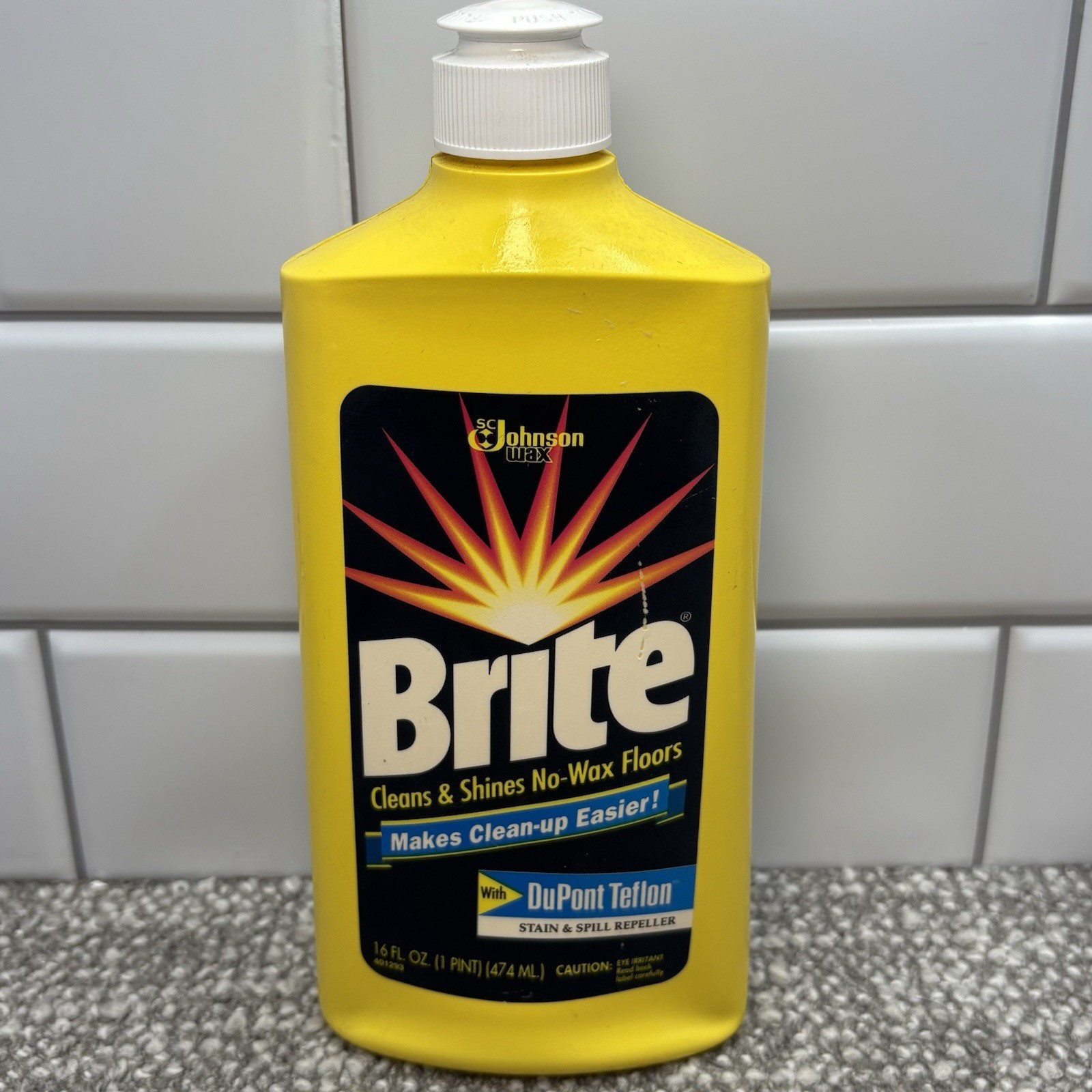 Vintage Johnson Wax BRITE No Wax Floor Cleaner 16 Oz 95% Full
