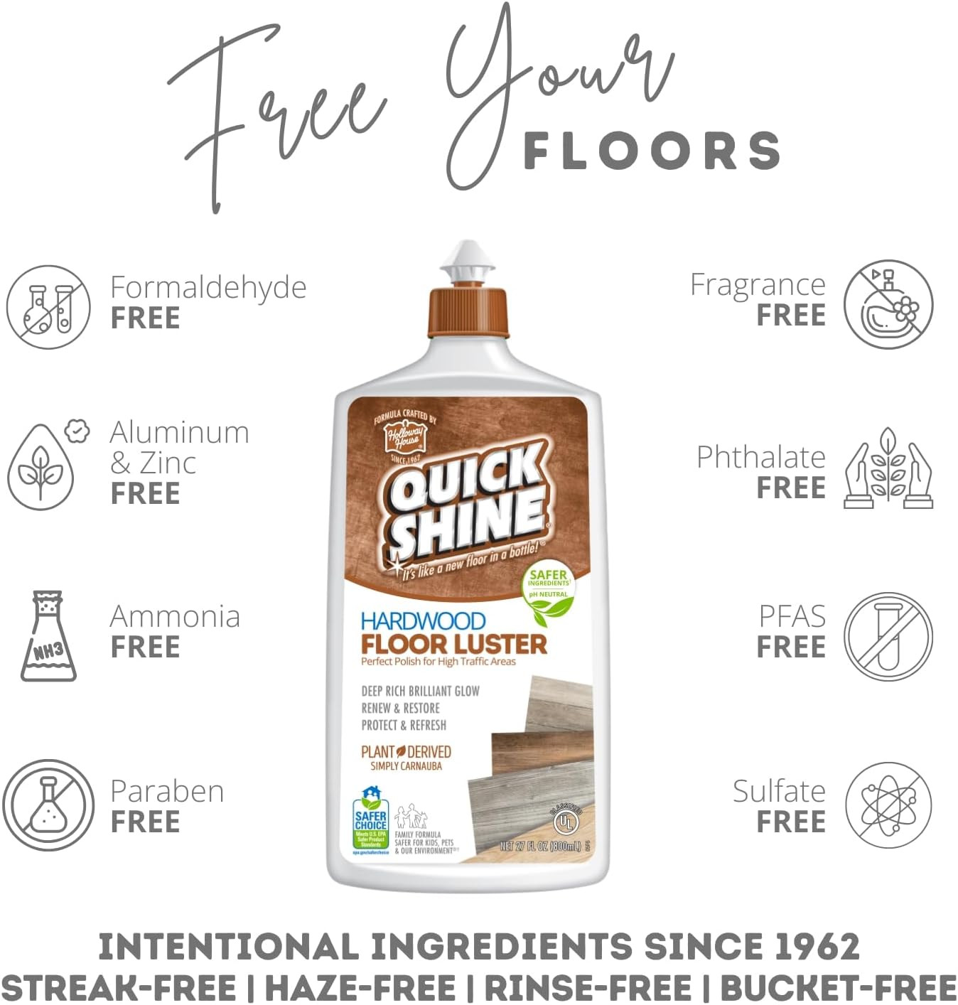Quick Shine Hardwood Cleaner & Polish 27 Oz 2 Pack Carnauba Wood Floor Care