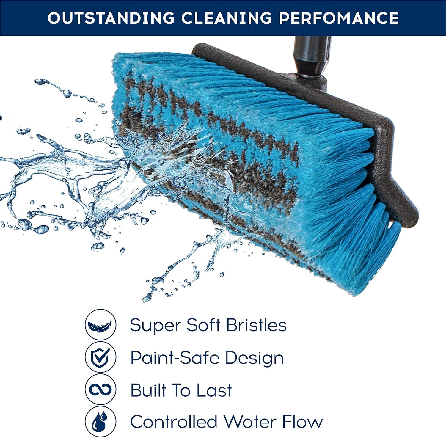 Car Wash Brush With 50” Long Handle Car Cleaning Brush With Hose Attachment Car