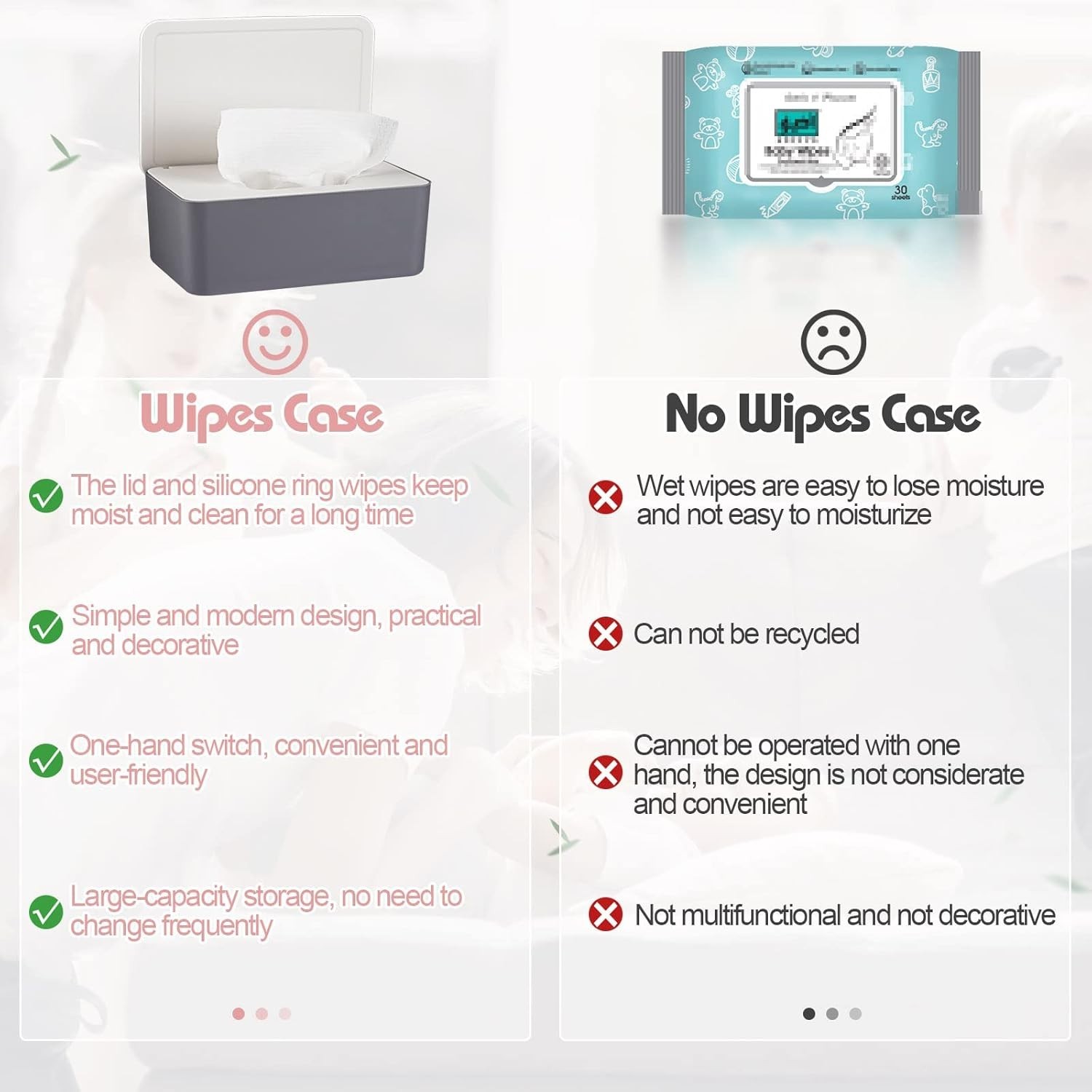 Diaper Wipes Dispenser Wipes Holder, Wipes Tissue Case Keeps Wipes Fresh Tiss…